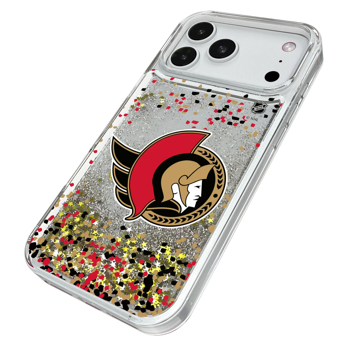 Ottawa Senators Confetti iPhone Glitter Phone Case for Apple iPhone - Isometric View#Device_iPhone 18 Pro Max