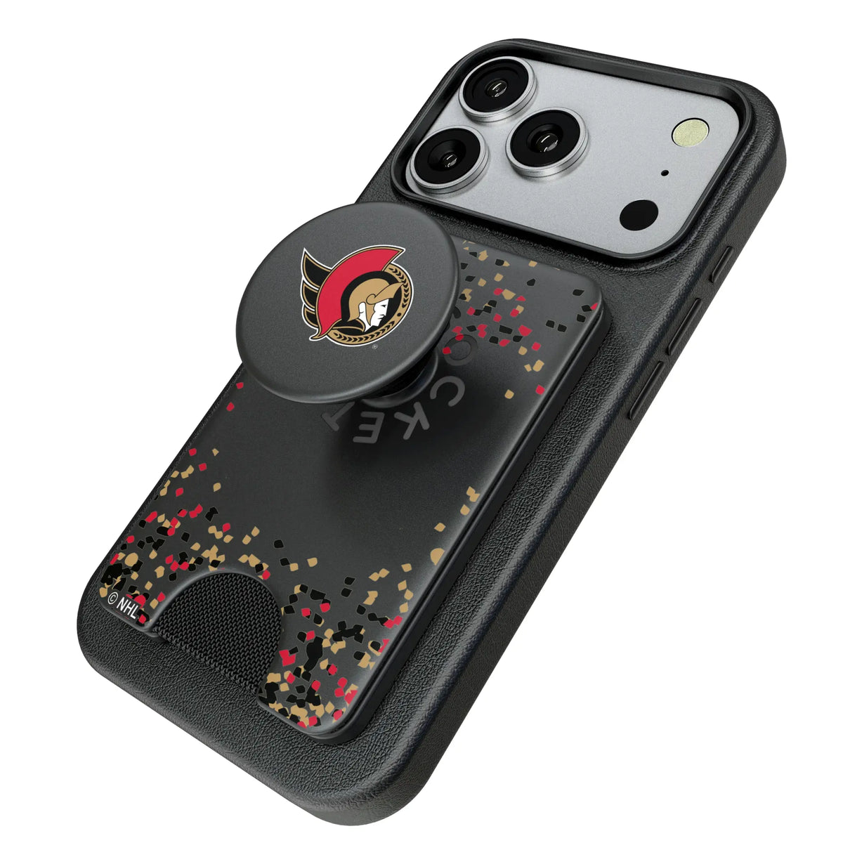 Ottawa Senators Confetti Popsockets Wallet Magnetic - Isometric View