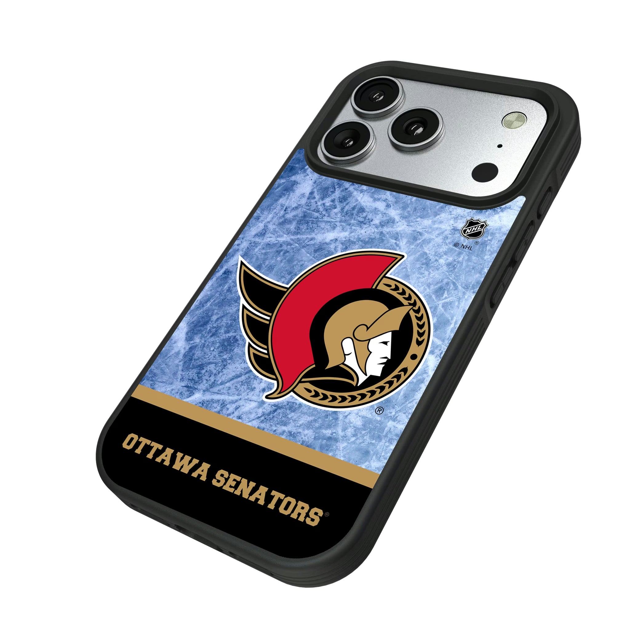 Ottawa Senators Ice Wordmark iPhone Bump Phone Case for Apple iPhone - Isometric View#Device_iPhone 17 Pro