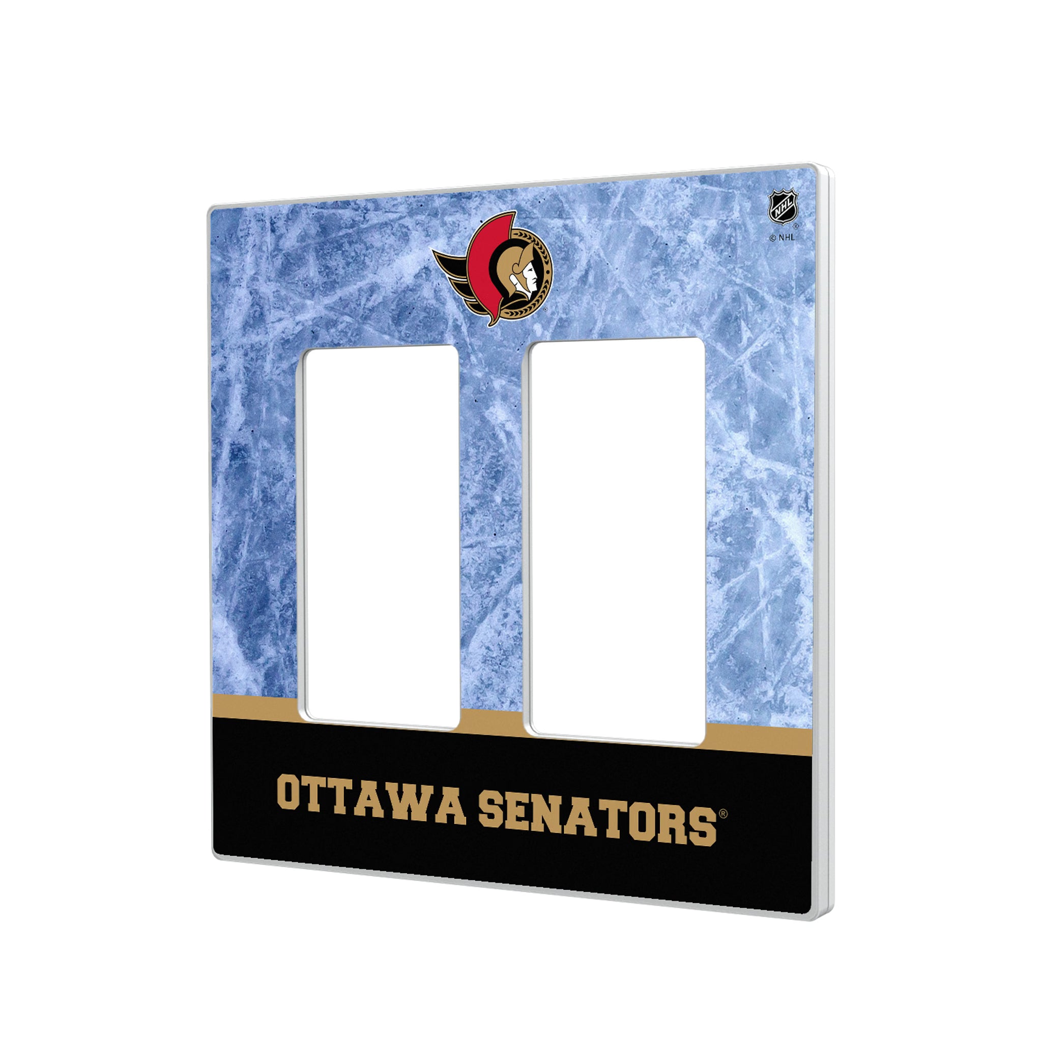 Ottawa Senators Ice Wordmark Hidden-Screw Light Switch Plate#Style_Double Rocker