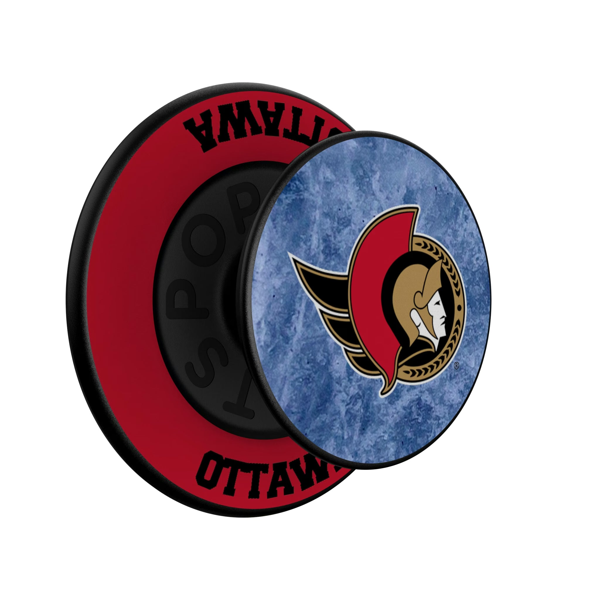 Ottawa Senators Ice Wordmark Popsockets Round Magnetic - Isometric View