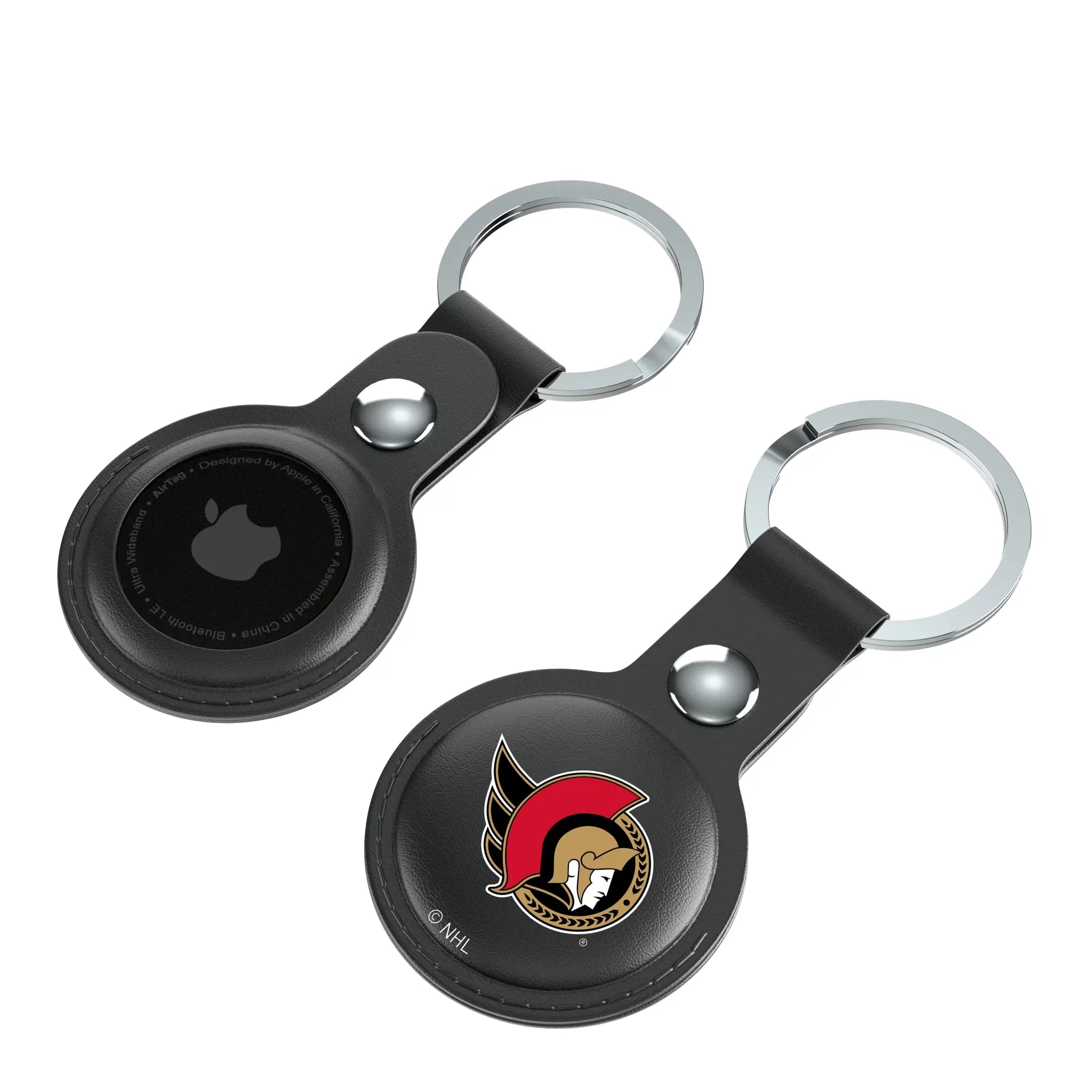 Ottawa Senators Insignia AirTag Black Airtag Holder 2-Pack - Isometric View