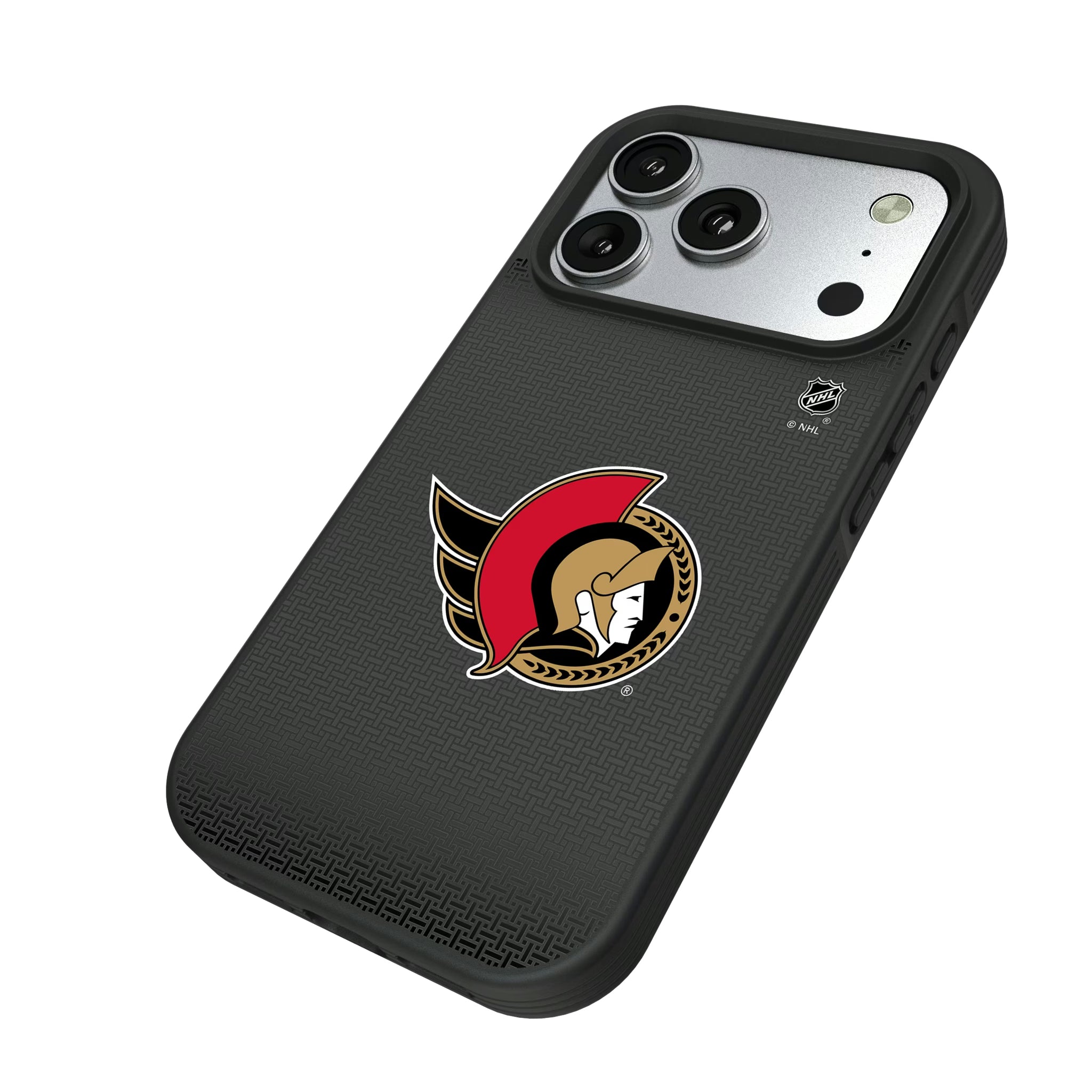 Ottawa Senators Linen iPhone Bump Phone Case for Apple iPhone - Isometric View#Device_iPhone 17 Pro
