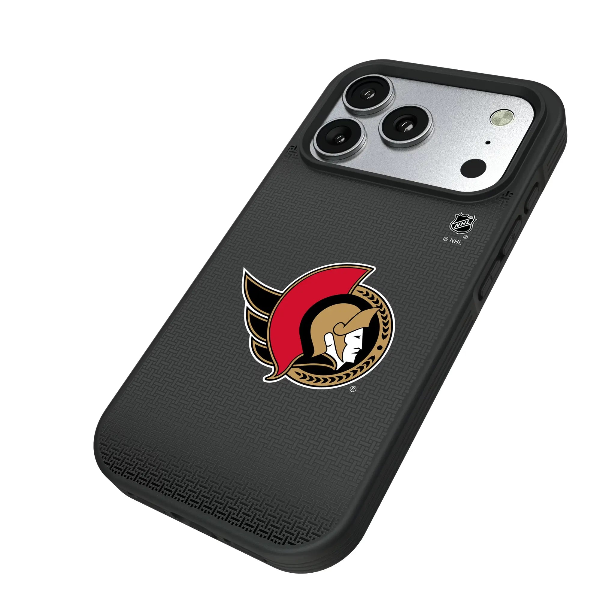 Ottawa Senators Linen iPhone Bump Phone Case for Apple iPhone - Isometric View#Device_iPhone 17 Pro