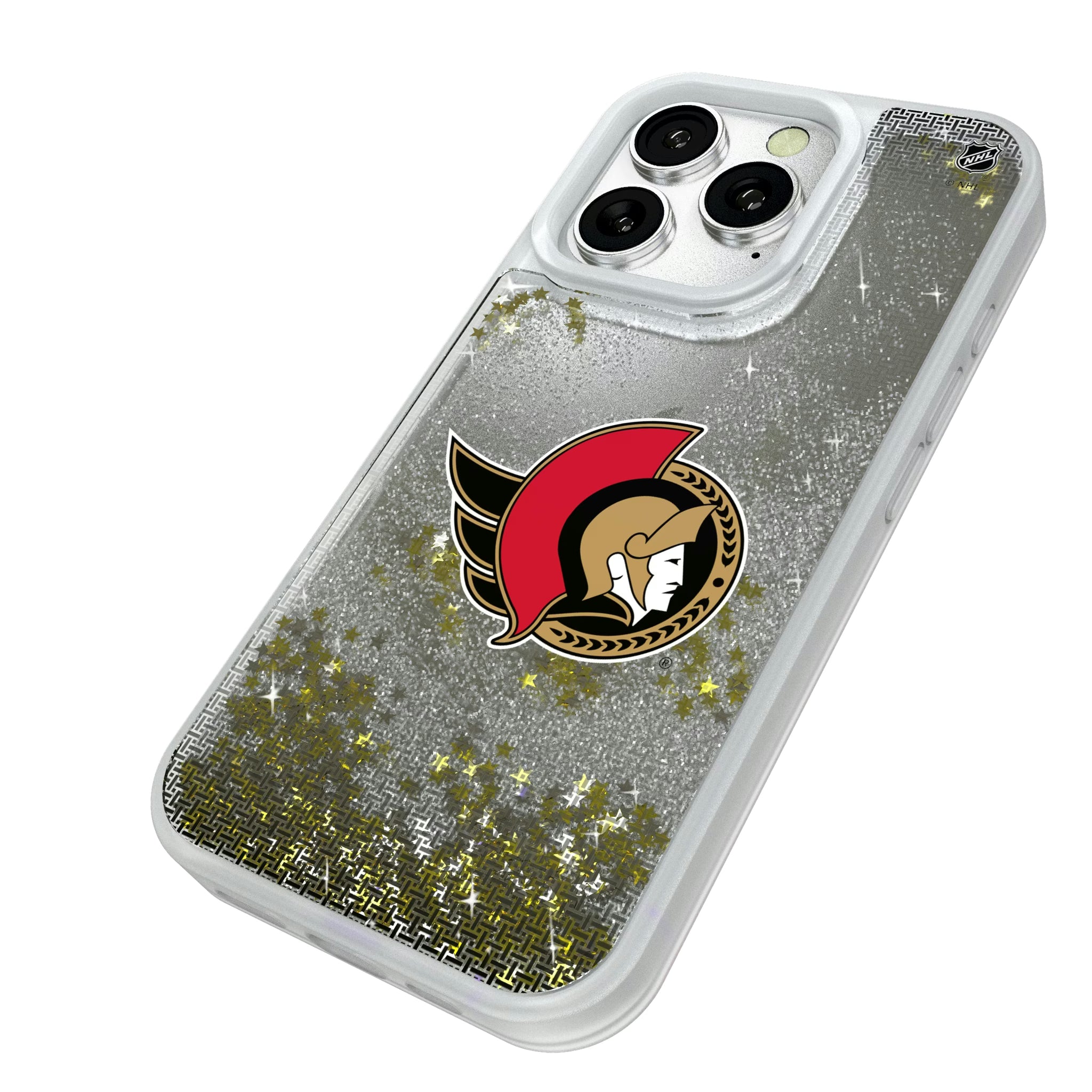 Ottawa Senators Linen iPhone Glitter Phone Case for Apple iPhone - Isometric View#Device_iPhone 16 Pro