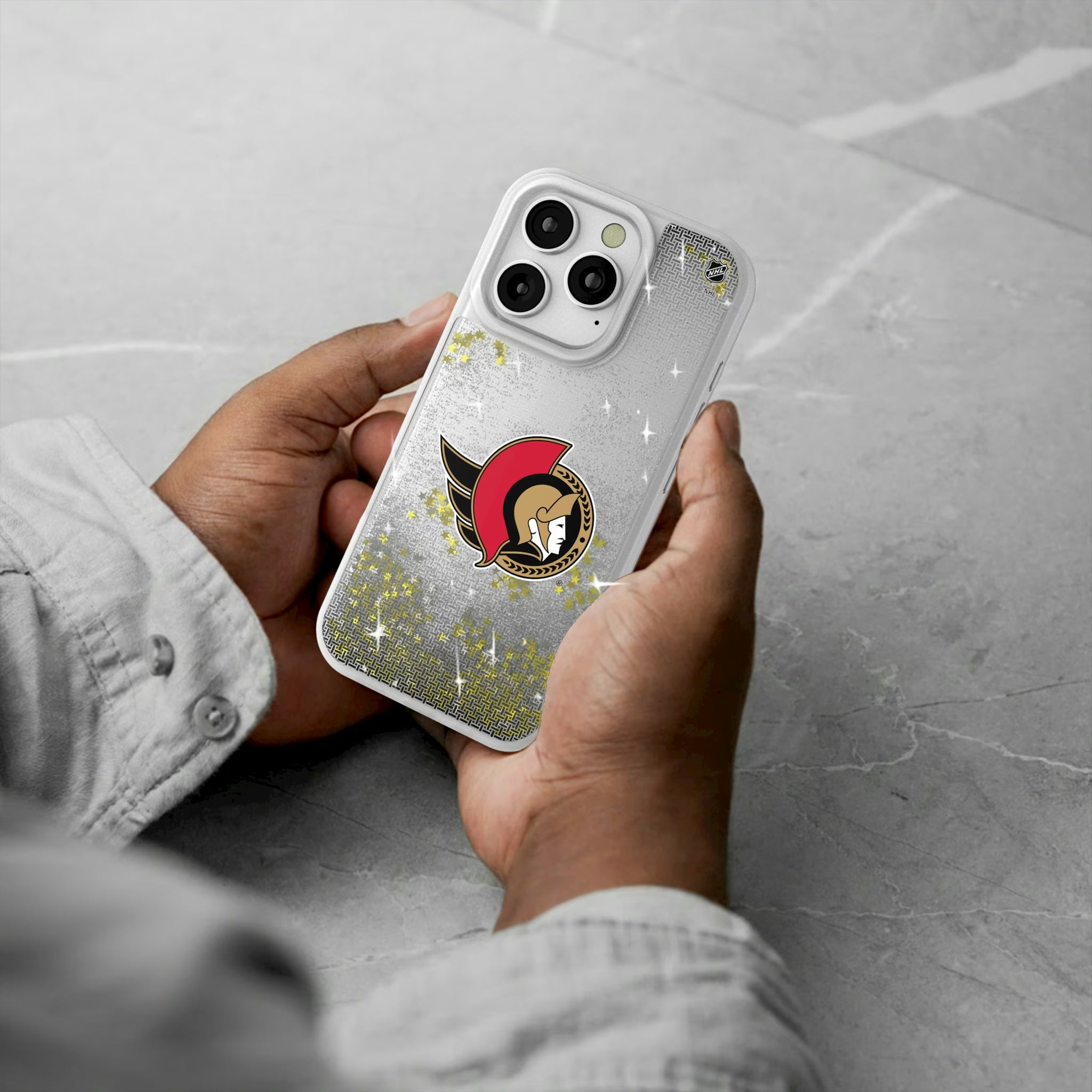 Ottawa Senators Linen iPhone Glitter Phone Case for Apple iPhone - Lifestyle#Device_iPhone 16 Pro