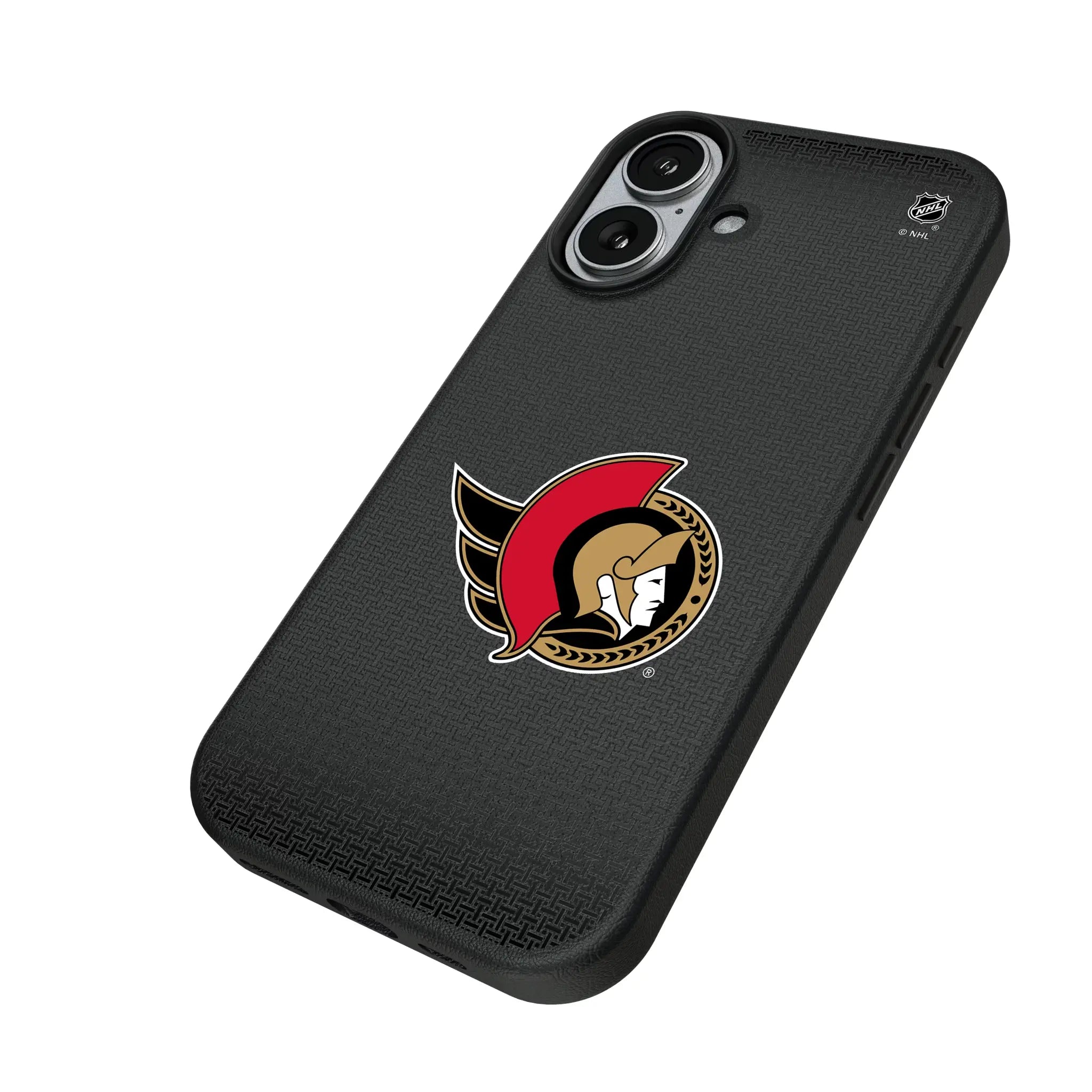 Ottawa Senators Linen iPhone MagSafe Compatible Phone Case for Apple iPhone - Isometric View#Device_iPhone 17