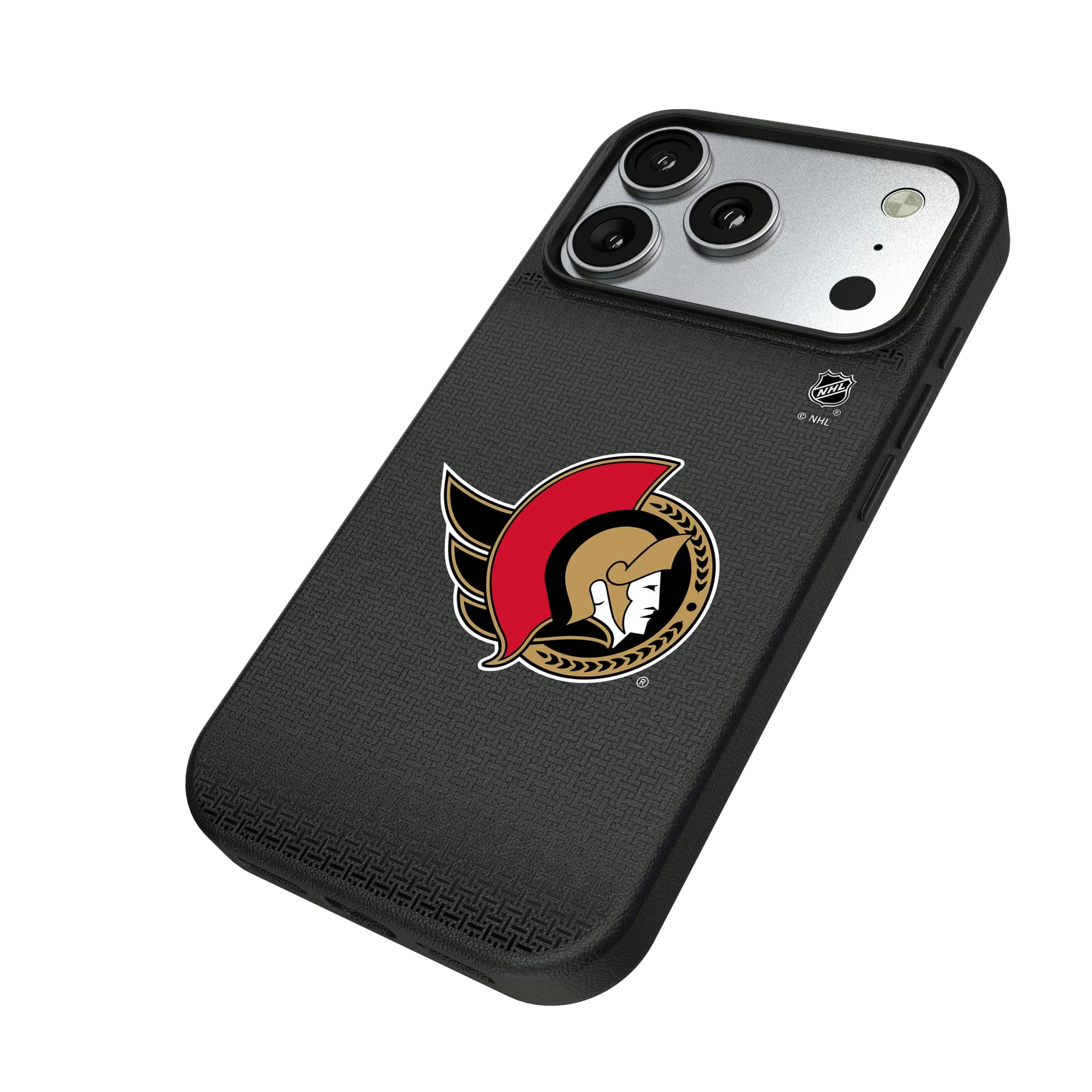 Ottawa Senators Linen iPhone MagSafe Compatible Phone Case for Apple iPhone - Isometric View#Device_iPhone 17 Pro