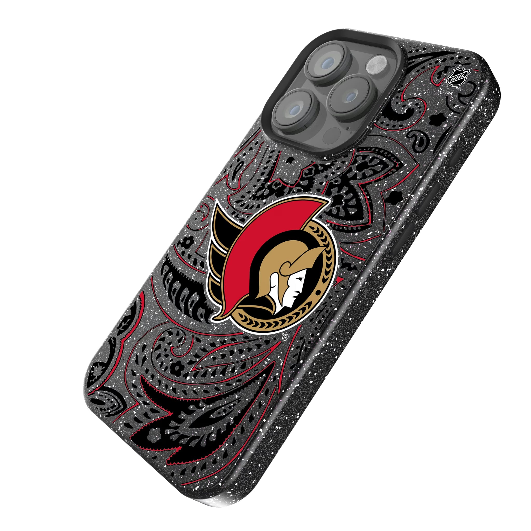 Ottawa Senators Paisley iPhone Bling Phone Case for Apple iPhone - Isometric View