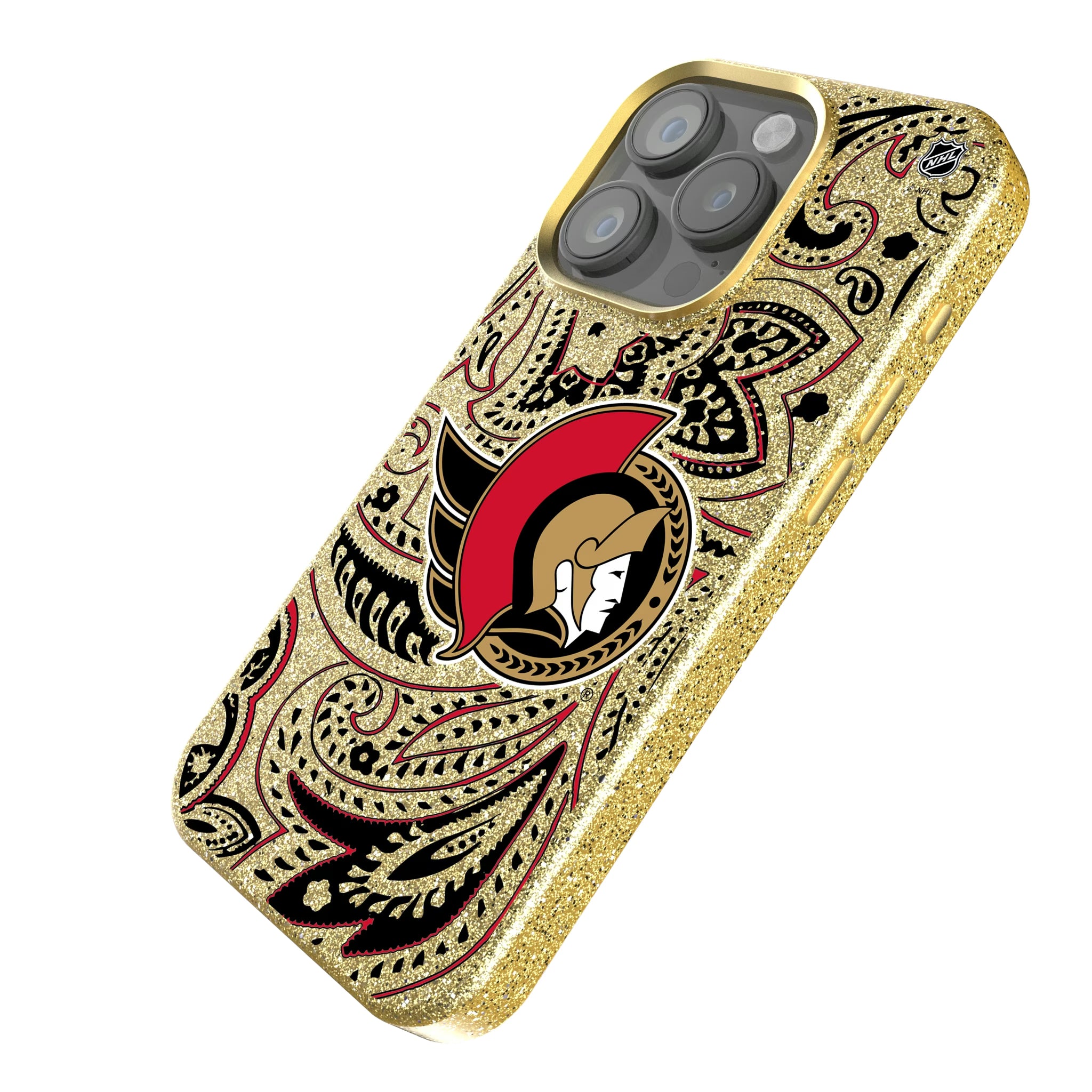 Ottawa Senators Paisley iPhone Bling Phone Case for Apple iPhone - Isometric View