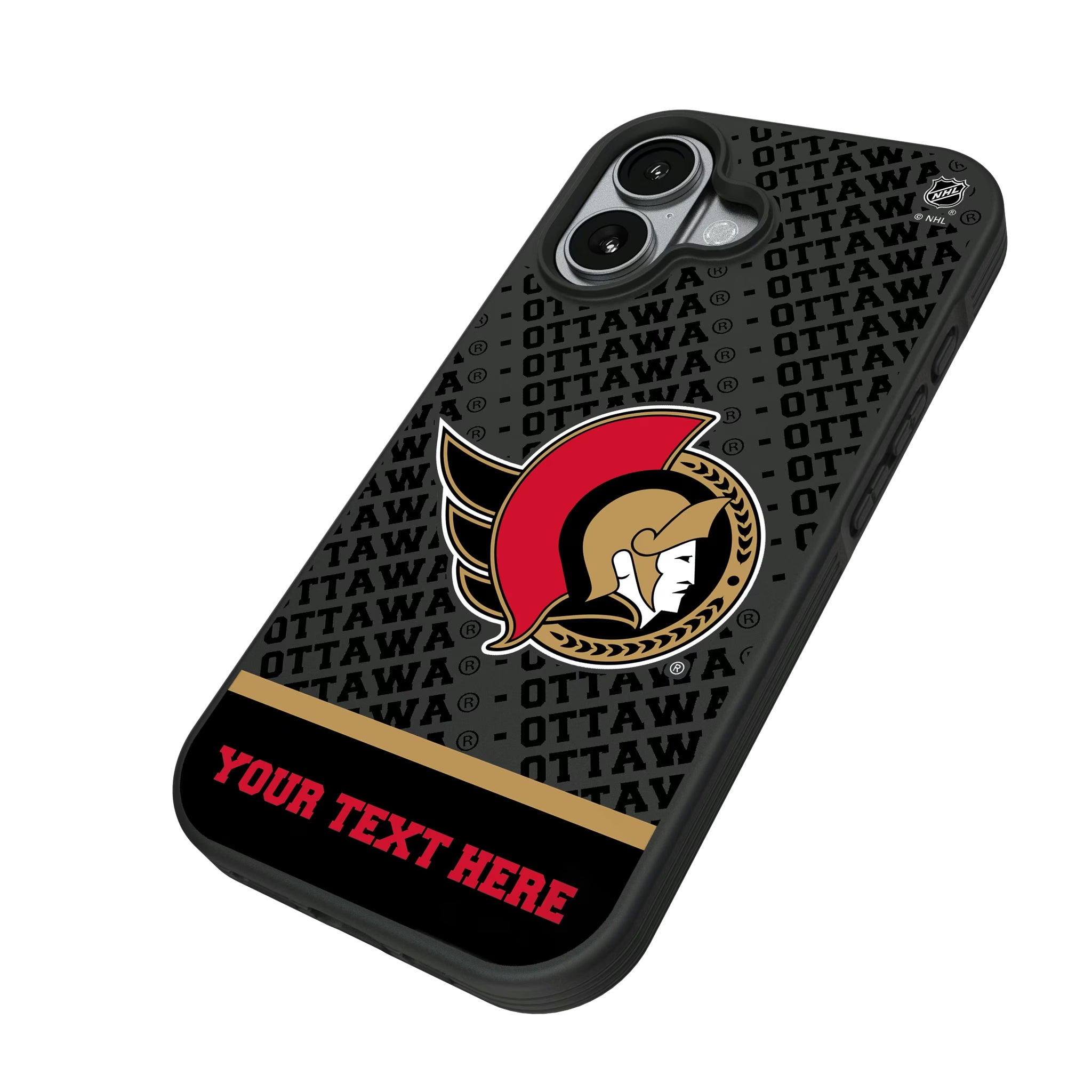 Ottawa Senators Personalized EndZone Plus iPhone Bump Phone Case for Apple iPhone - Isometric View#Device_iPhone 17