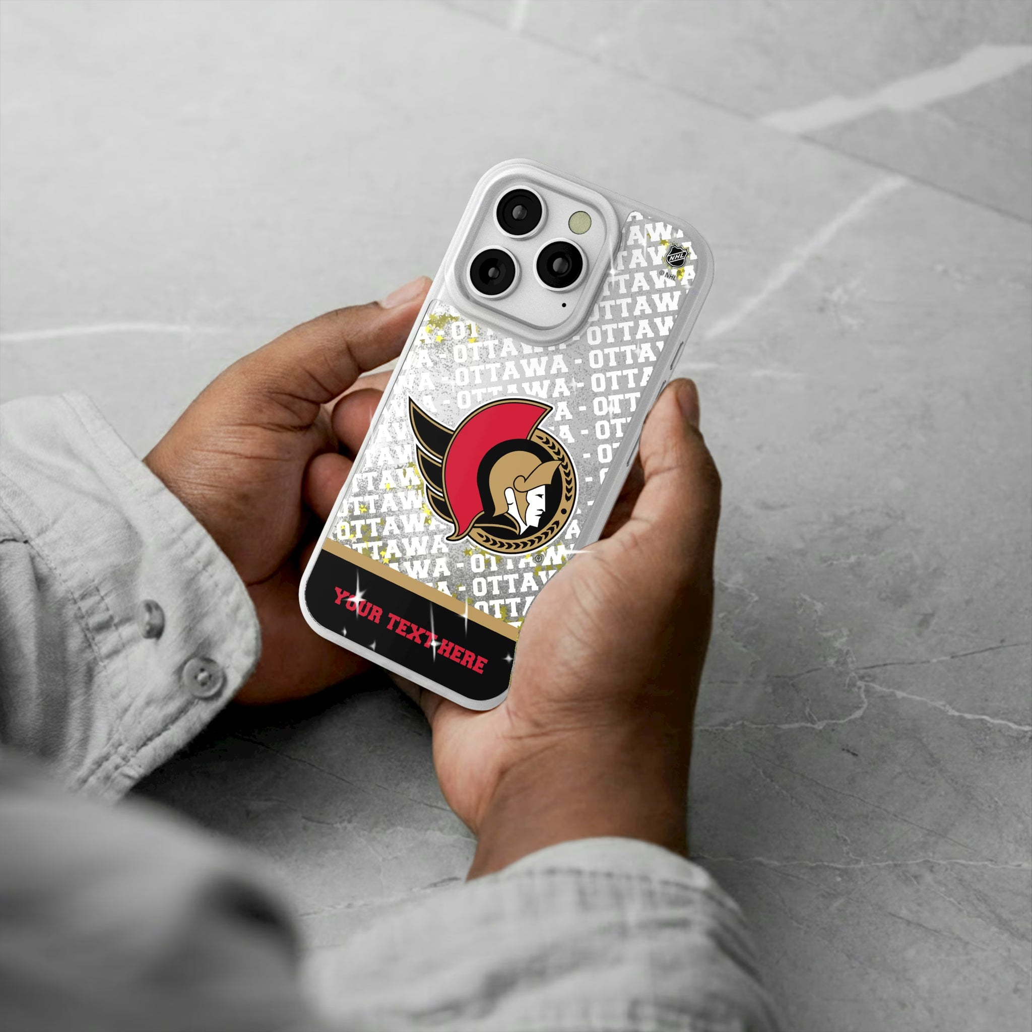 Ottawa Senators Personalized EndZone Plus iPhone Glitter Phone Case for Apple iPhone - Lifestyle#Device_iPhone 16 Pro