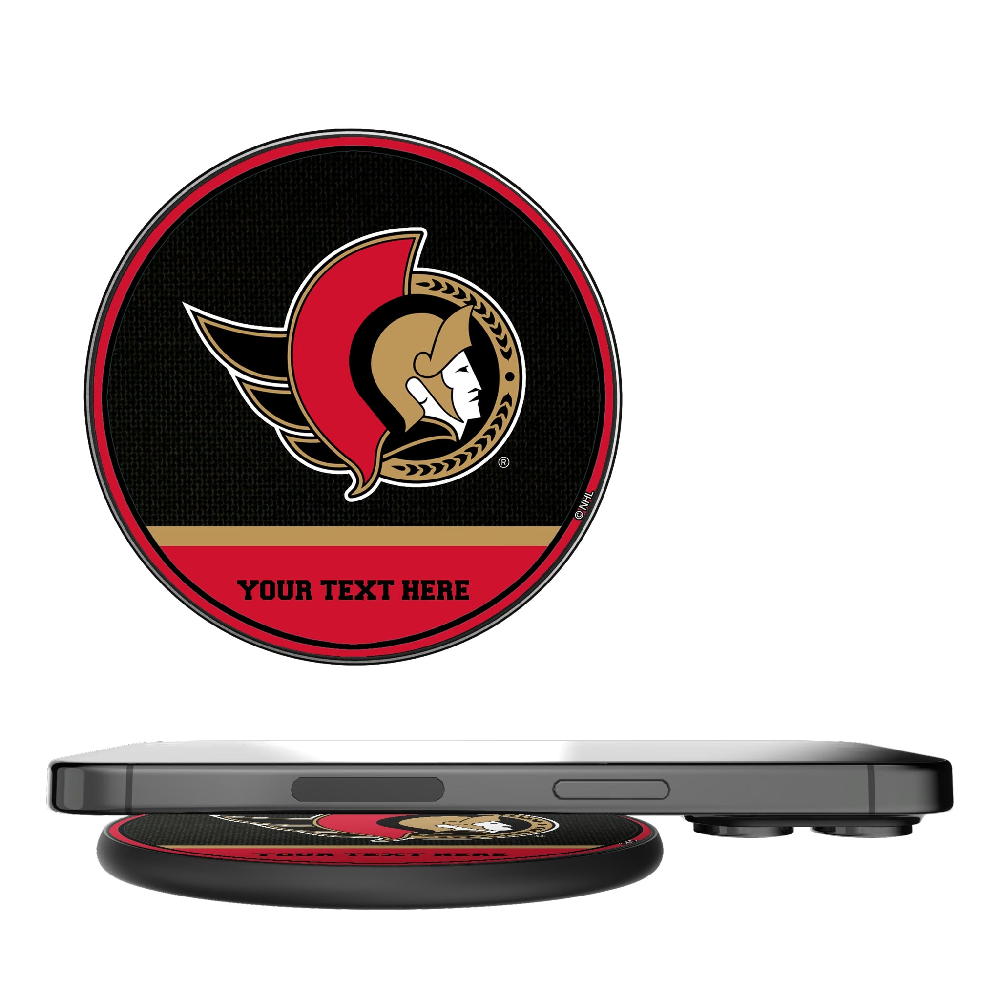 Ottawa Senators Personalized Endzone Solid 15-Watt Wireless Charger