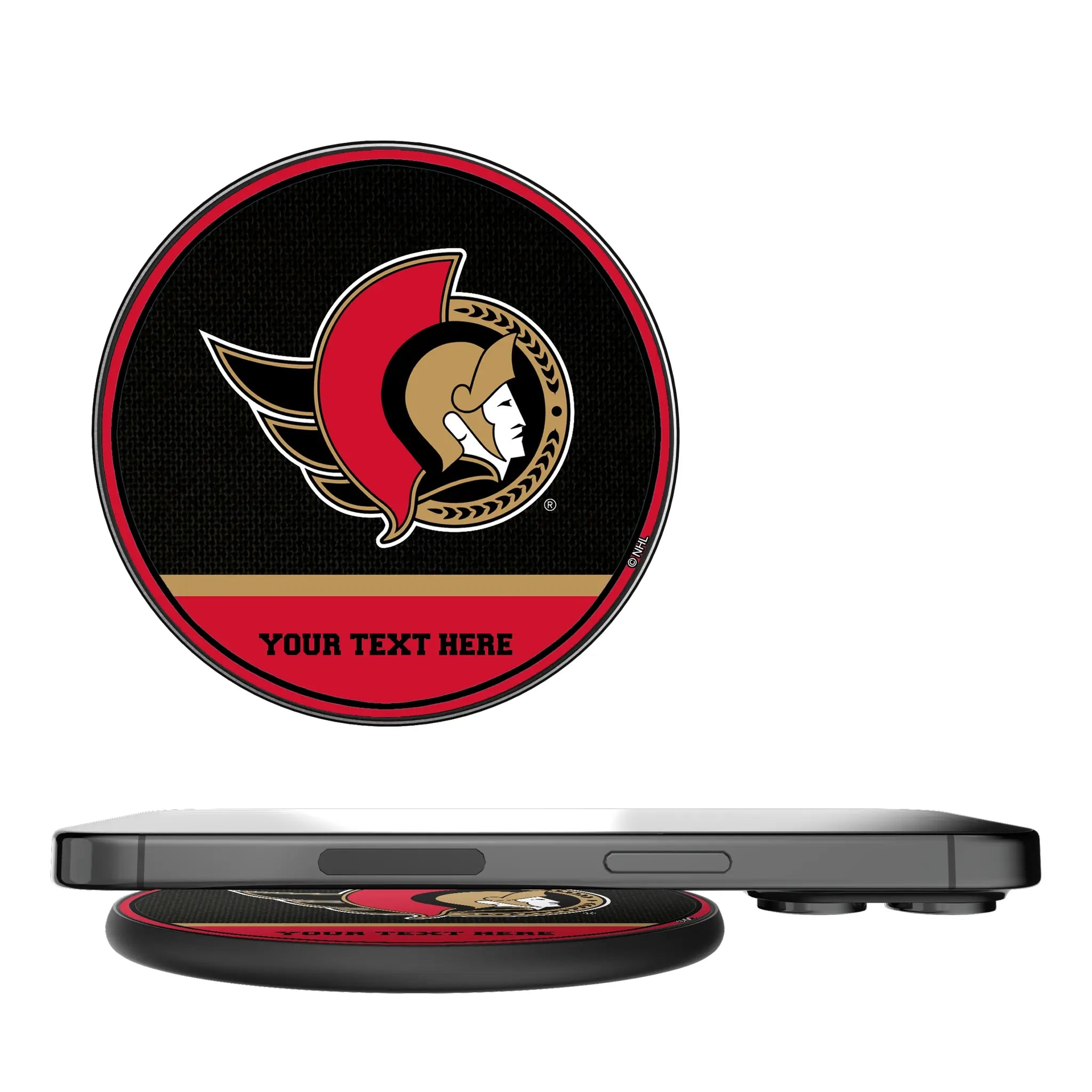 Ottawa Senators Personalized Endzone Solid 15-Watt Wireless Charger