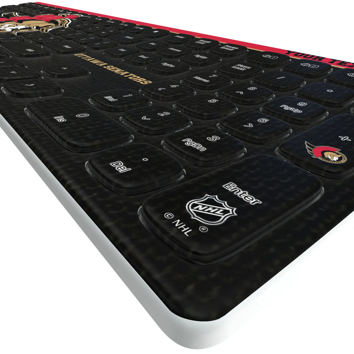 Ottawa Senators Personalized Endzone Solid KKB605 Curved Wireless Keyboard - Detail