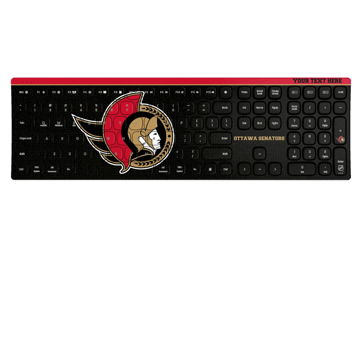 Ottawa Senators Personalized Endzone Solid KKB605 Curved Wireless Keyboard