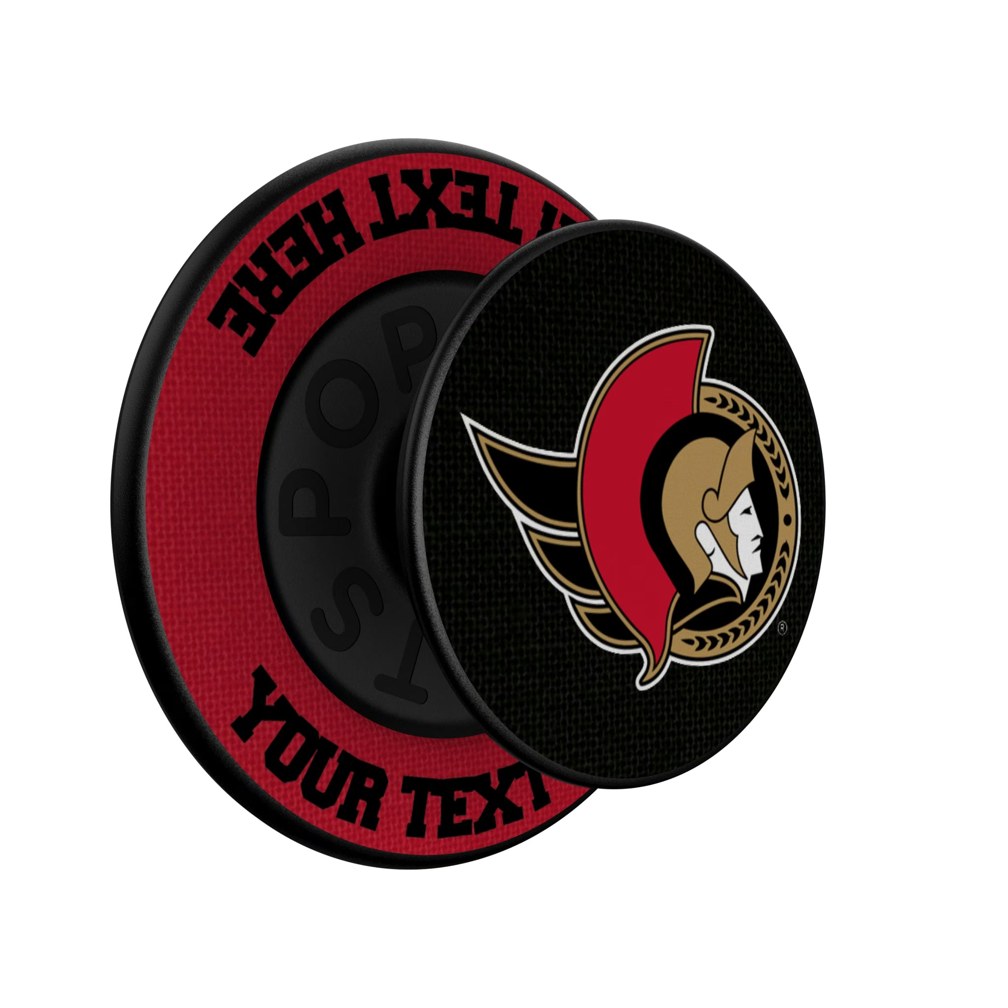Ottawa Senators Personalized Endzone Solid Popsockets Round Magnetic - Isometric View