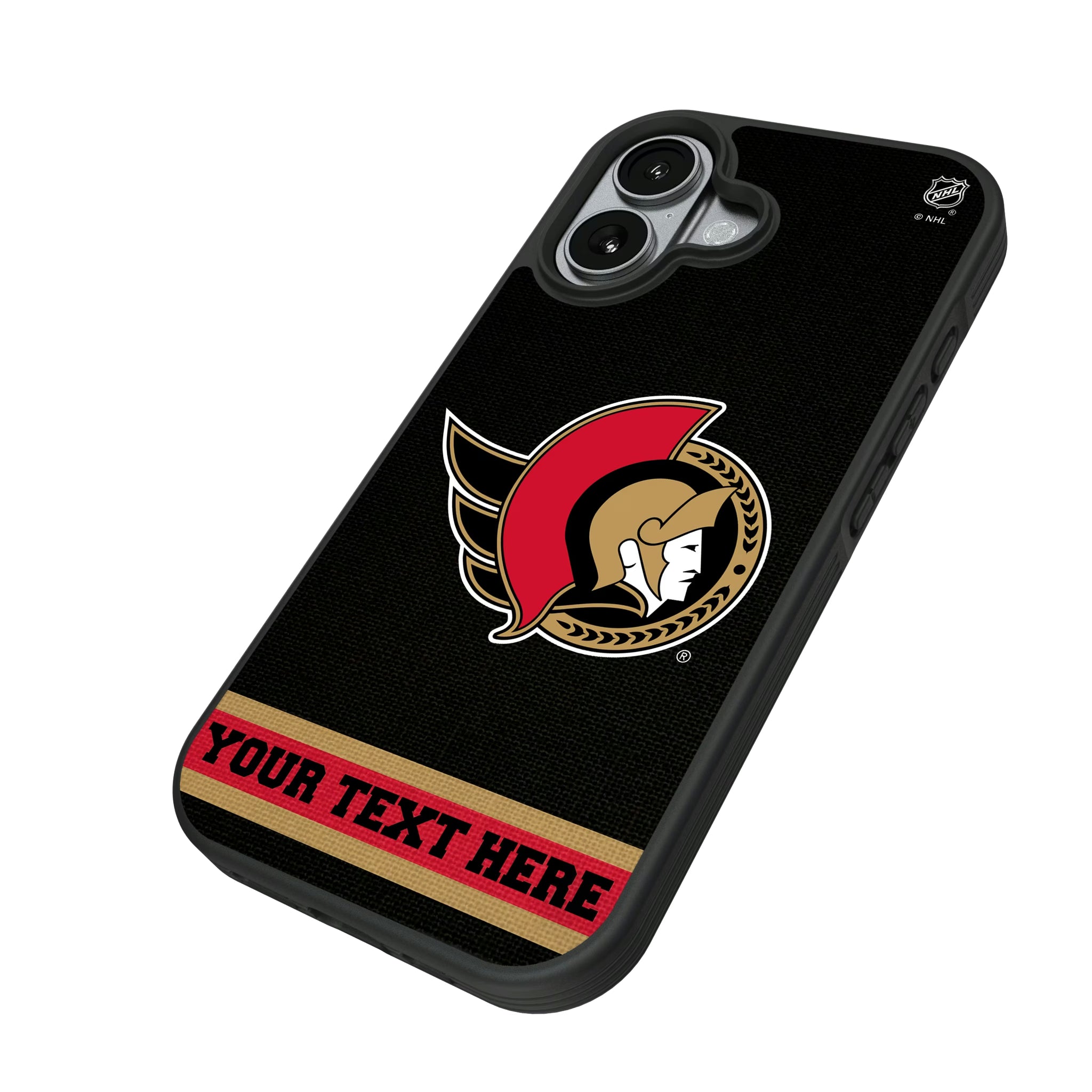 Ottawa Senators Personalized Stripe iPhone Bump Phone Case for Apple iPhone - Isometric View#Device_iPhone 17
