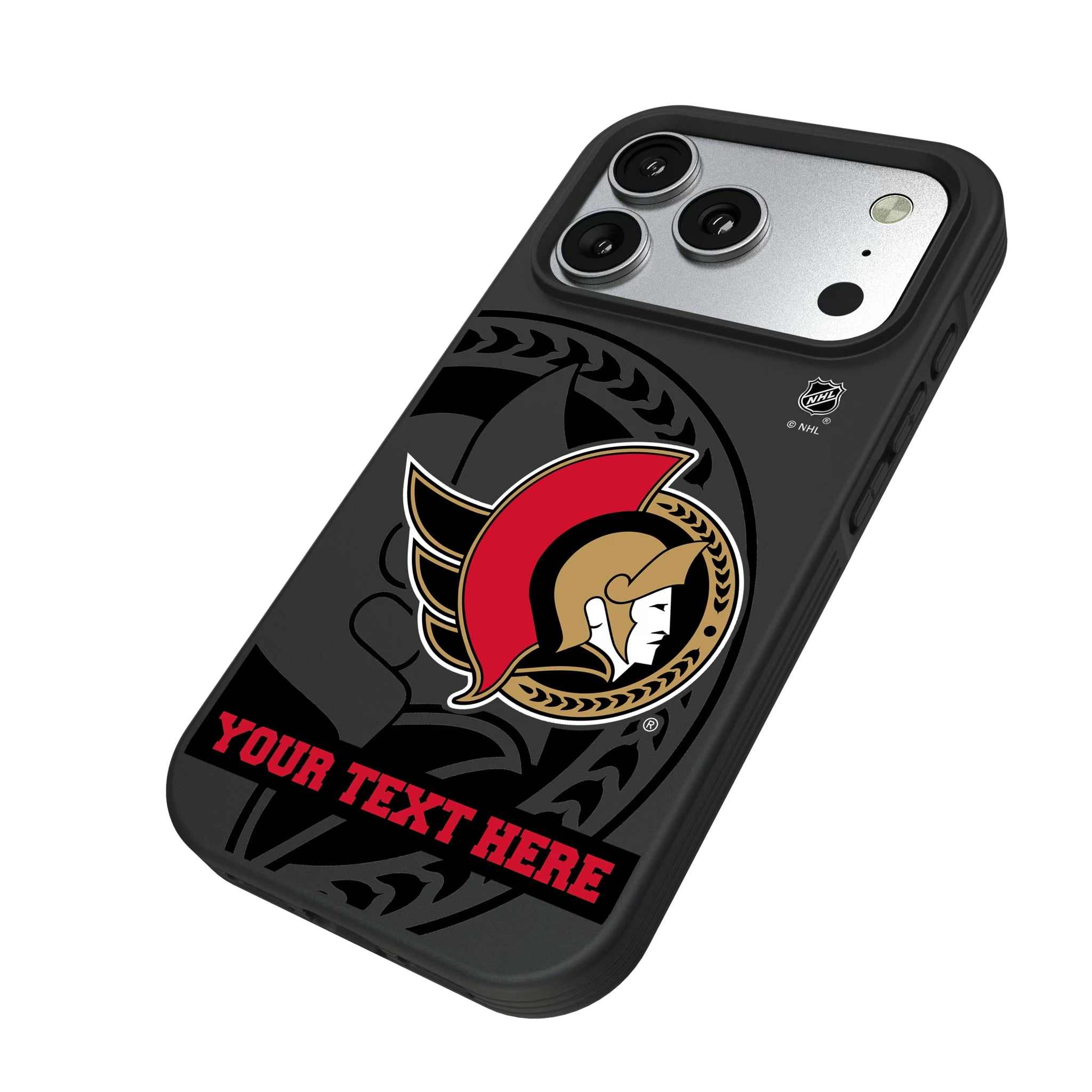 Ottawa Senators Personalized Tilt iPhone Bump Phone Case for Apple iPhone - Isometric View#Device_iPhone 17 Pro
