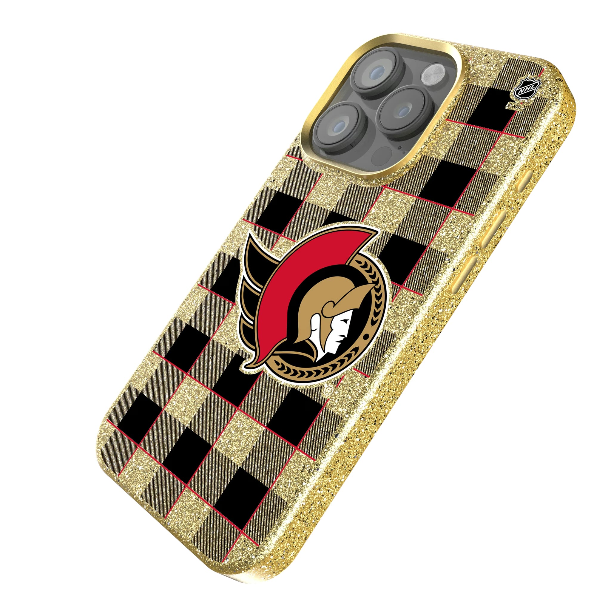 Ottawa Senators Plaid iPhone Bling Phone Case for Apple iPhone - Isometric View