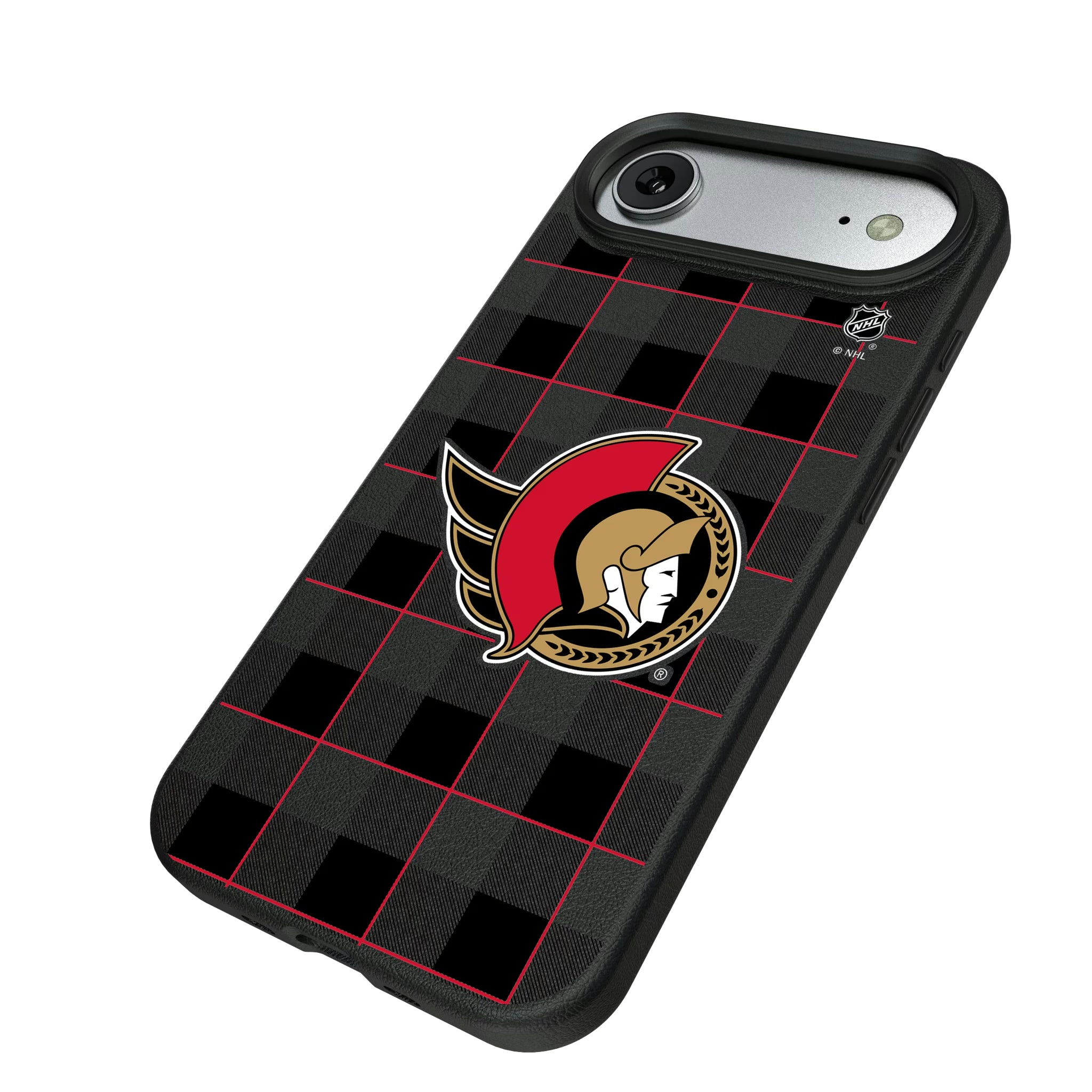 Ottawa Senators Plaid iPhone MagSafe Compatible Phone Case for Apple iPhone - Isometric View#Device_iPhone Air