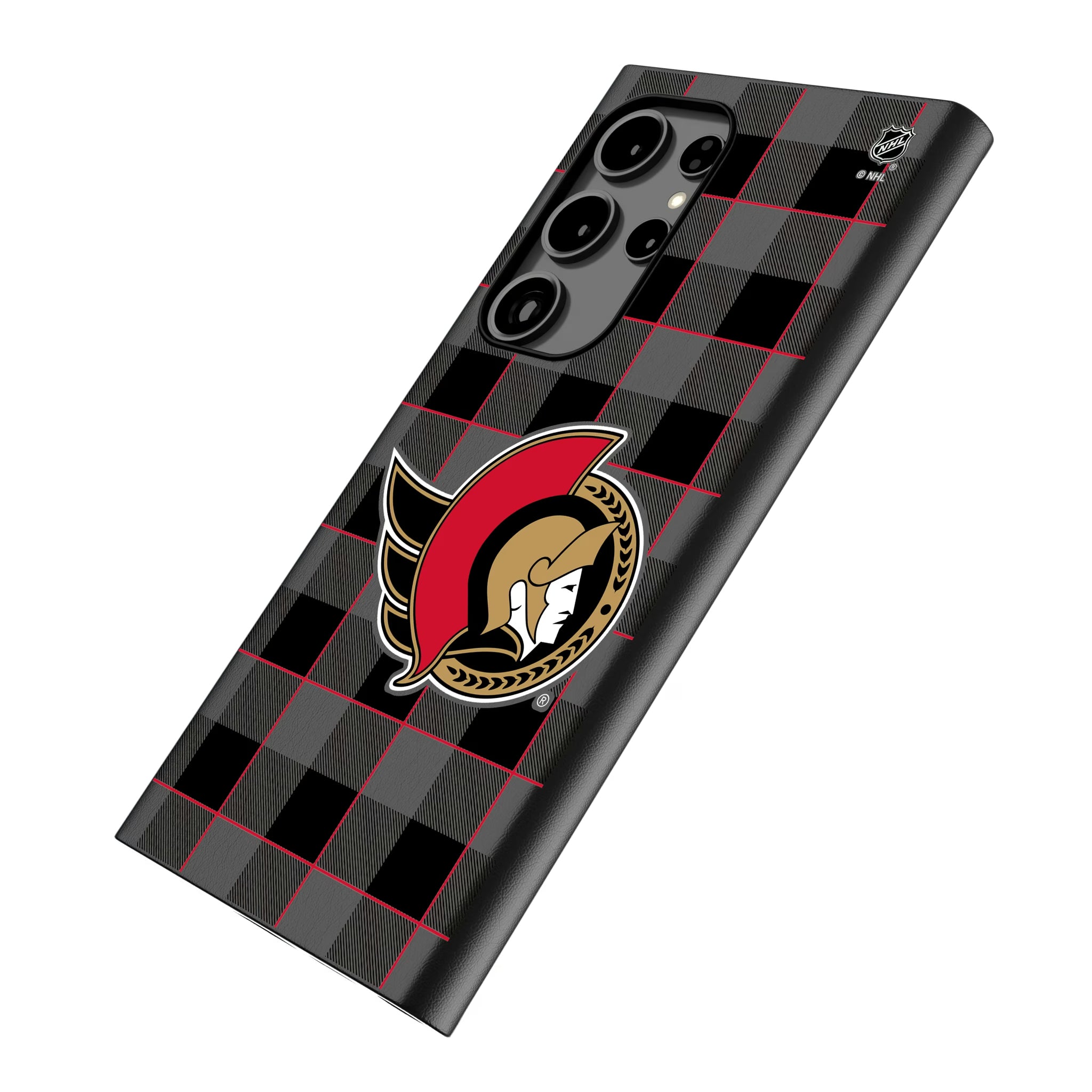 Ottawa Senators Plaid Galaxy MagSafe Compatible Phone Case for Samsung Galaxy - Isometric View