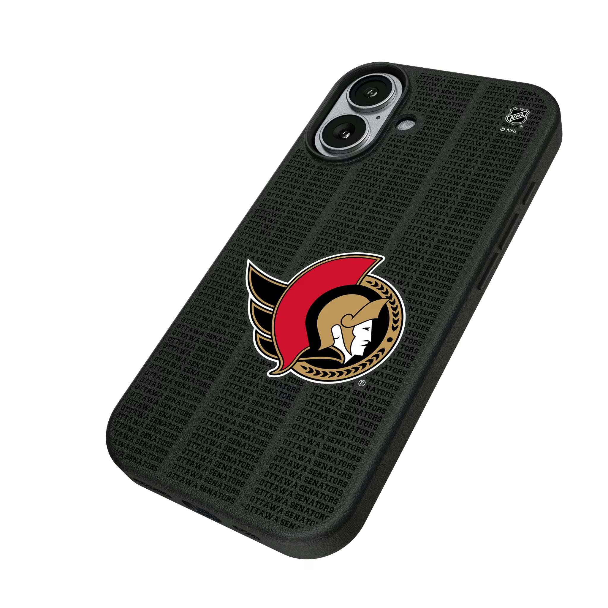 Ottawa Senators Text Backdrop iPhone MagSafe Compatible Phone Case for Apple iPhone - Isometric View#Device_iPhone 17