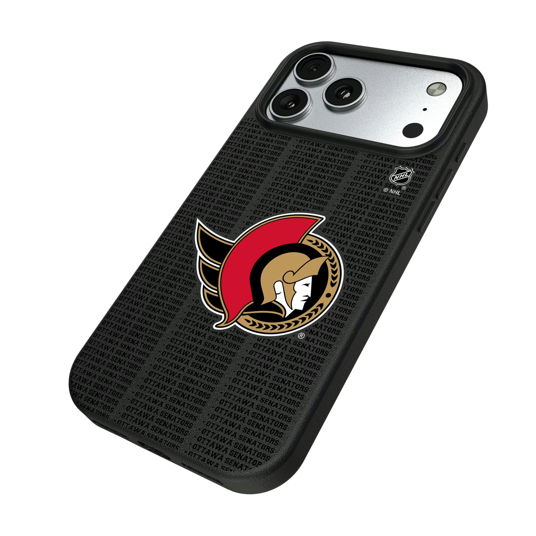 Ottawa Senators Text Backdrop iPhone MagSafe Compatible Phone Case for Apple iPhone - Isometric View#Device_iPhone 17 Pro Max