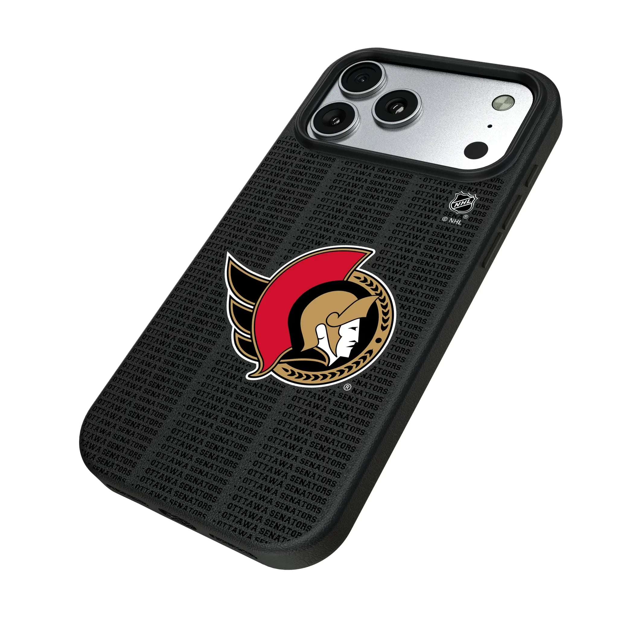 Ottawa Senators Text Backdrop iPhone MagSafe Compatible Phone Case for Apple iPhone - Isometric View#Device_iPhone 17 Pro Max
