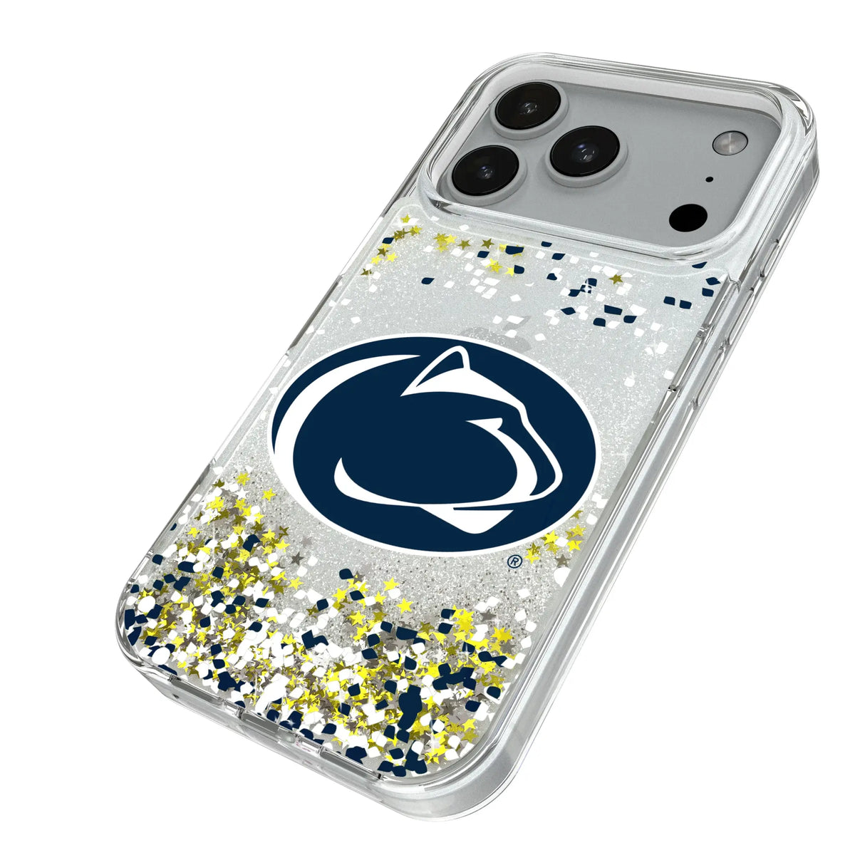 Pennsylvania State University Nittany Lions Confetti iPhone Glitter Phone Case for Apple iPhone - Isometric View#Device_iPhone 18 Pro
