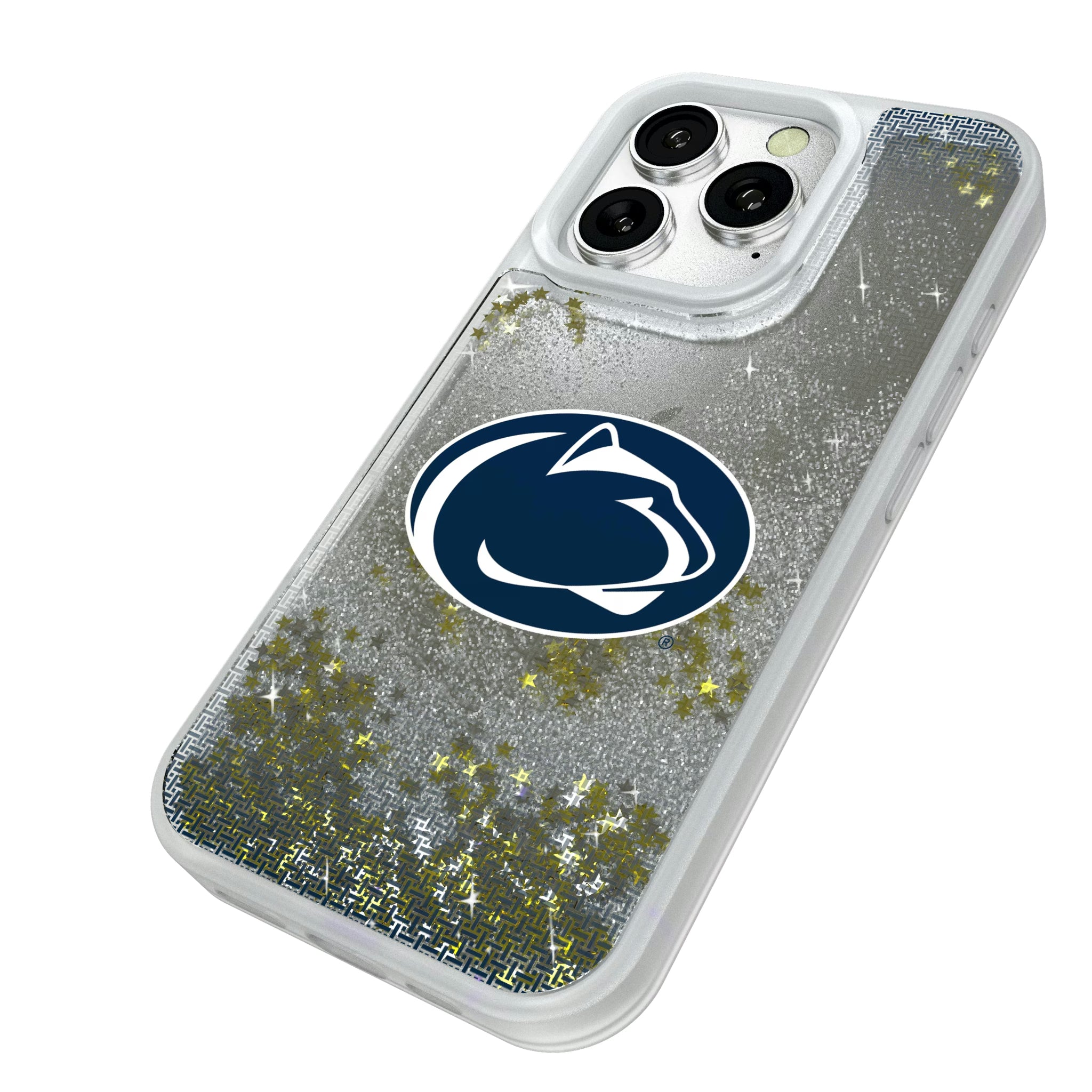 Pennsylvania State University Nittany Lions Linen iPhone Glitter Phone Case for Apple iPhone - Isometric View#Device_iPhone 16 Pro