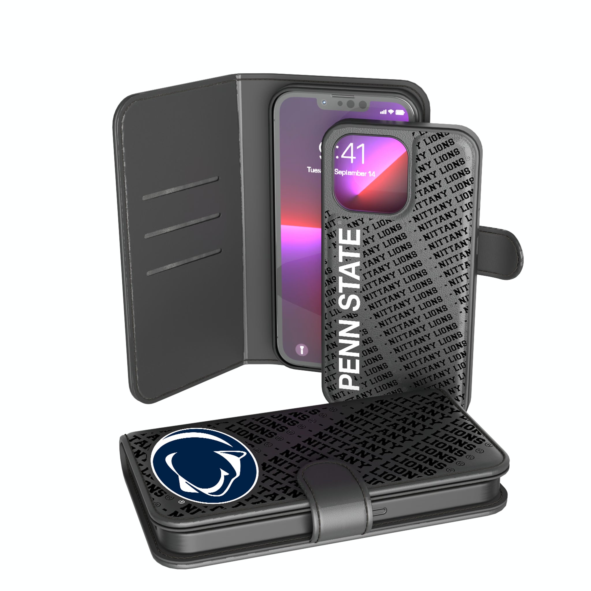 Pennsylvania State University Nittany Lions Monocolor Tilt iPhone Wallet Phone Case for Apple iPhone