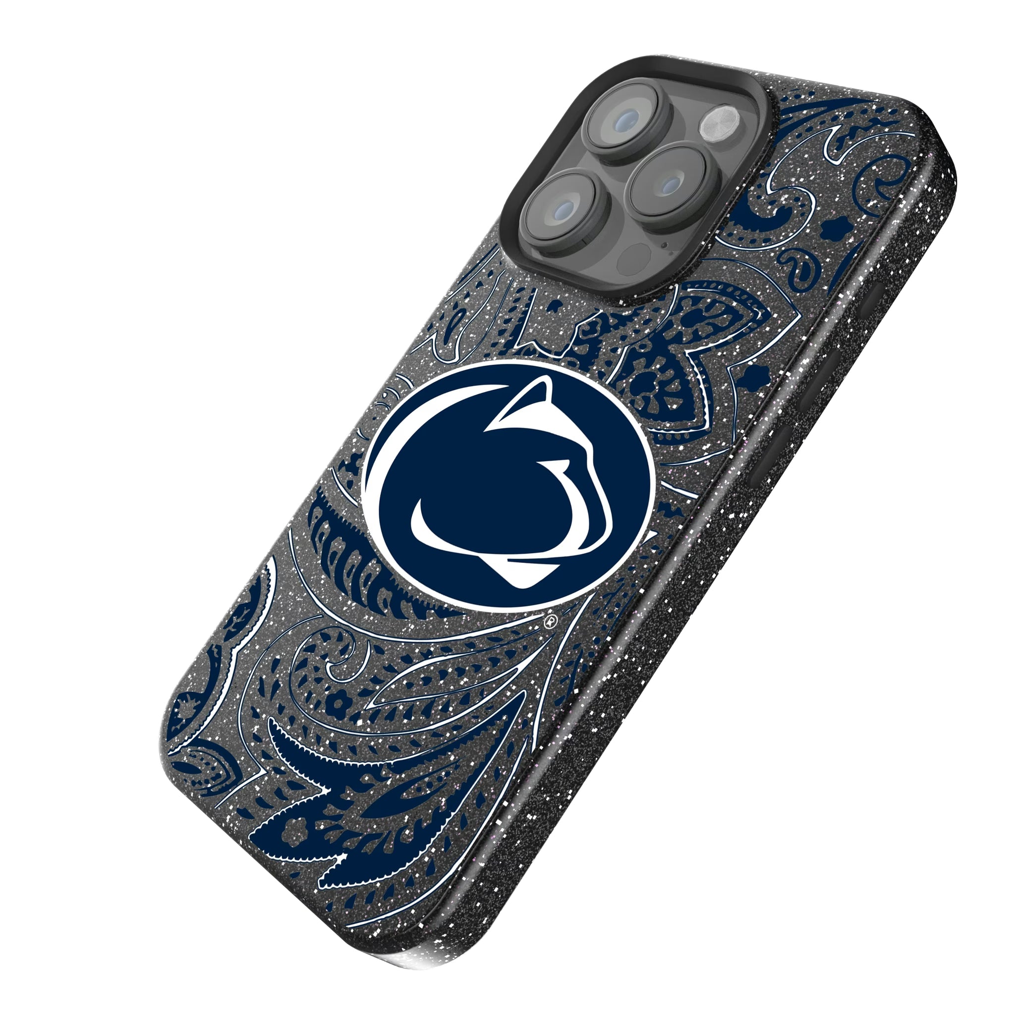 Pennsylvania State University Nittany Lions Paisley iPhone Bling Phone Case for Apple iPhone - Isometric View