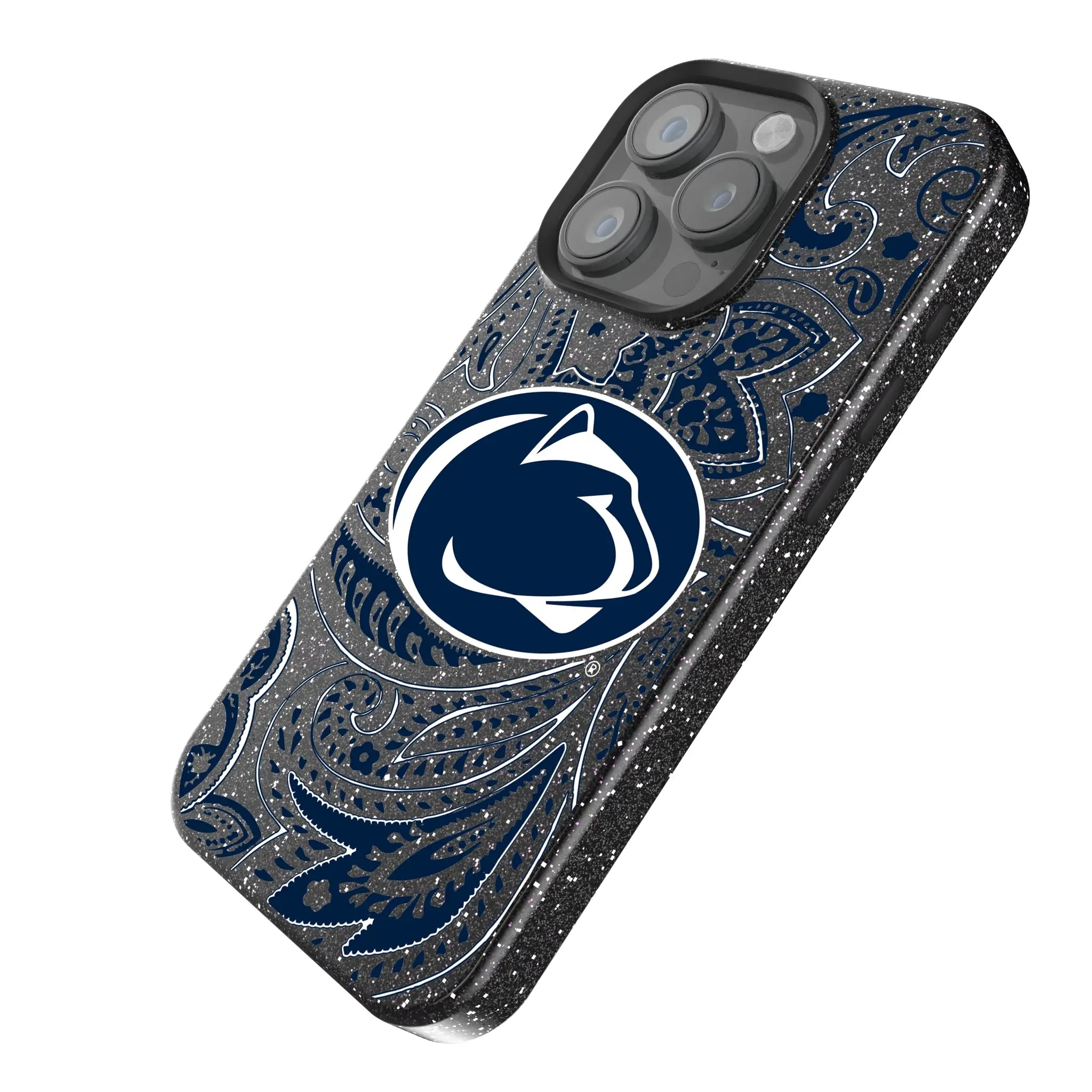 Pennsylvania State University Nittany Lions Paisley iPhone Bling Phone Case for Apple iPhone - Isometric View