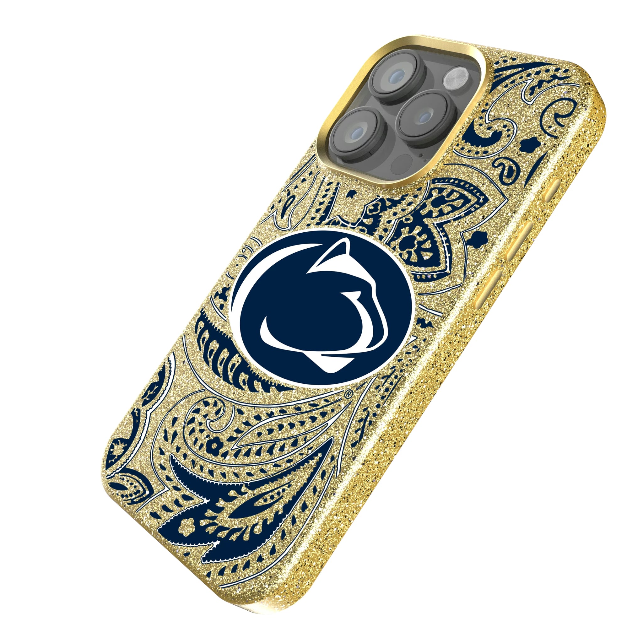Pennsylvania State University Nittany Lions Paisley iPhone Bling Phone Case for Apple iPhone - Isometric View