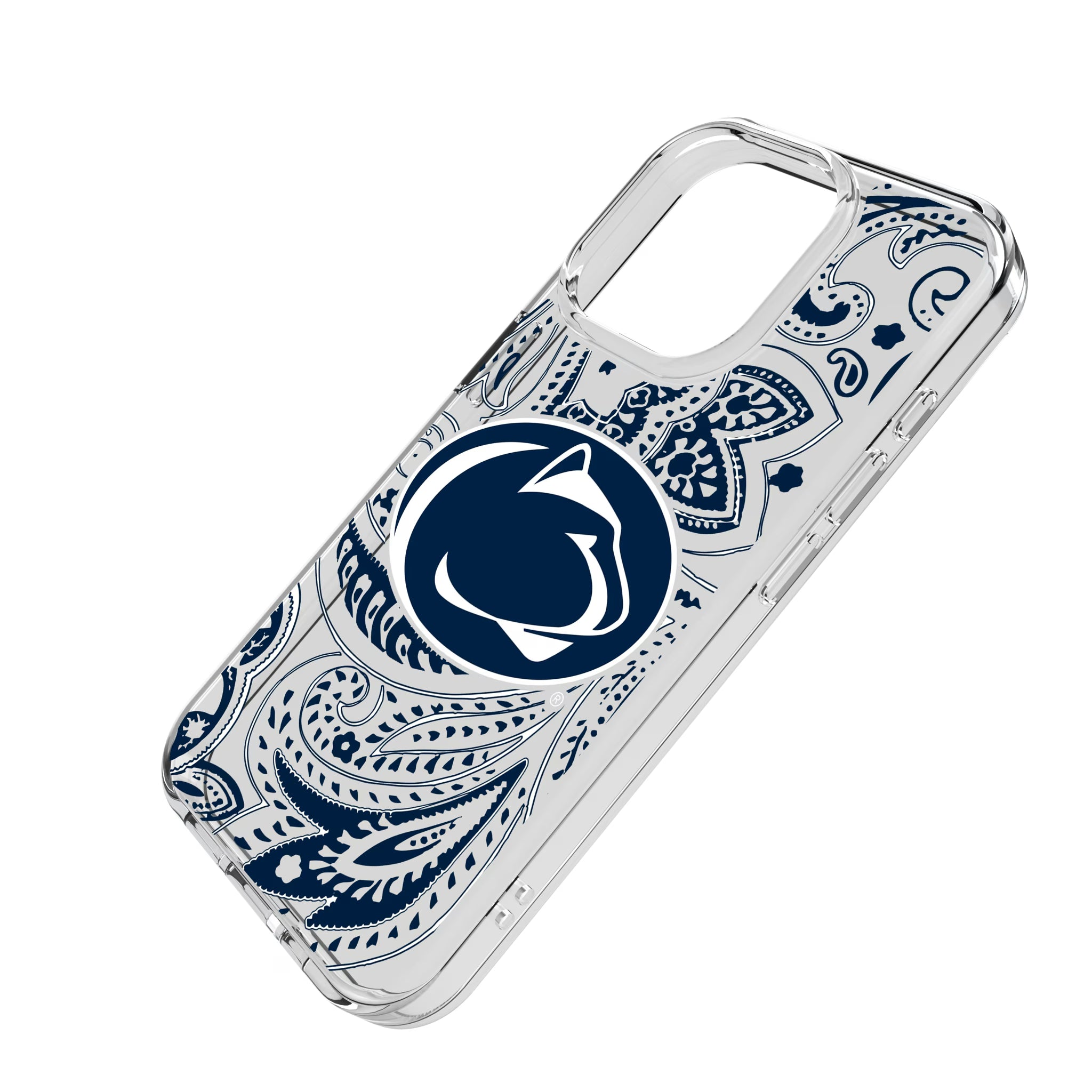 Pennsylvania State University Nittany Lions Paisley iPhone Clear Phone Case for Apple iPhone - Isometric View