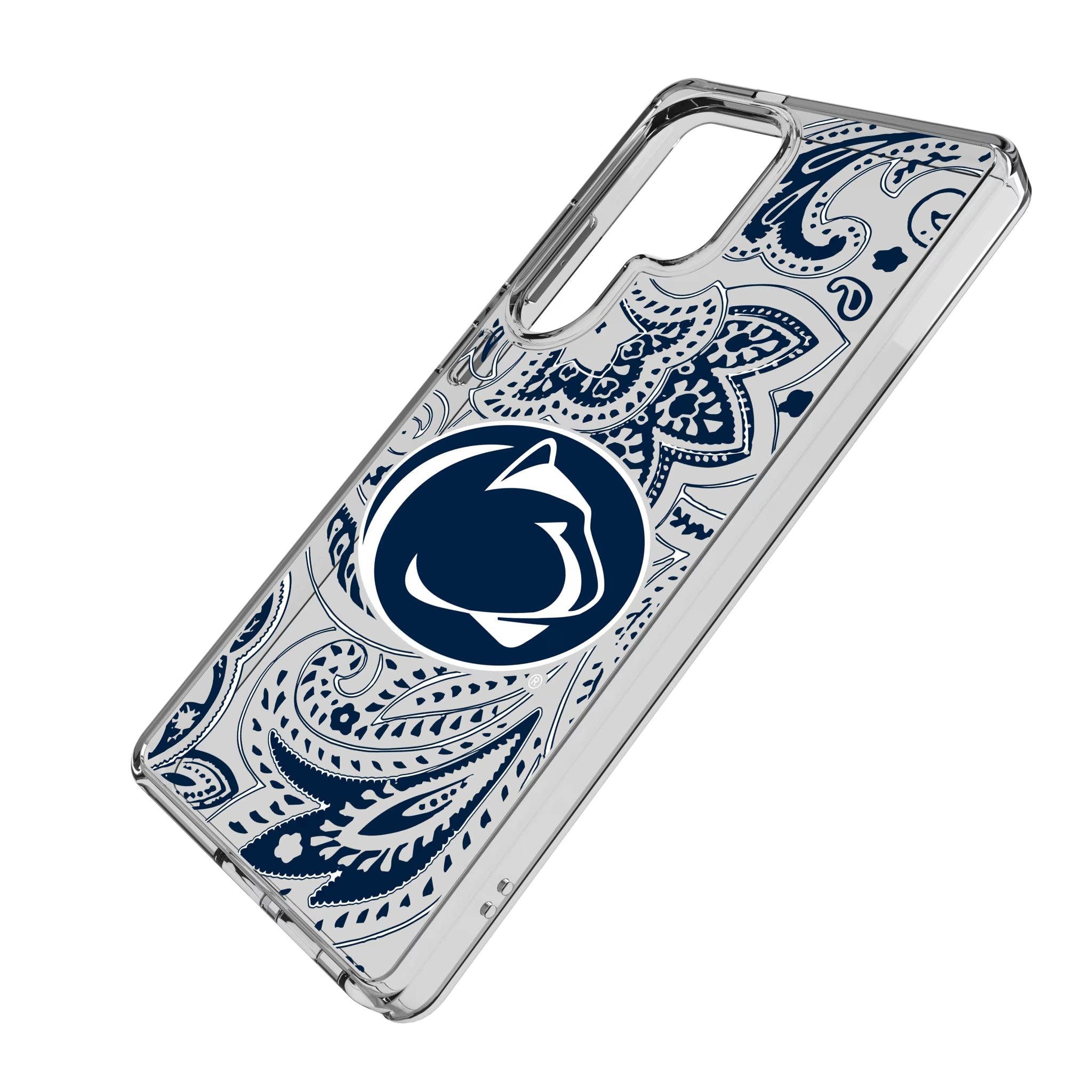Pennsylvania State University Nittany Lions Paisley Galaxy Clear Phone Case for Samsung Galaxy - Isometric View