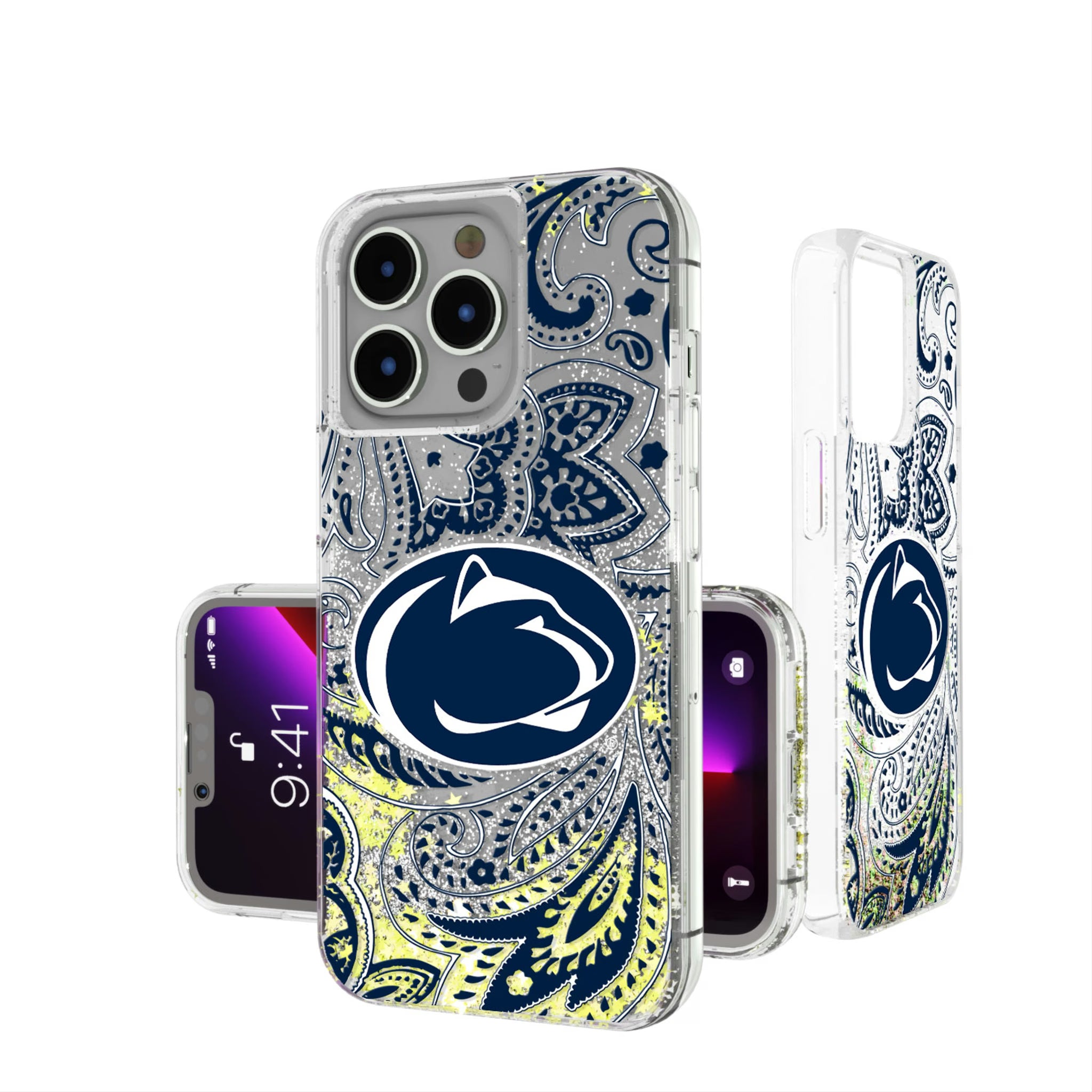 Pennsylvania State University Nittany Lions Paisley iPhone Glitter Phone Case for Apple iPhone