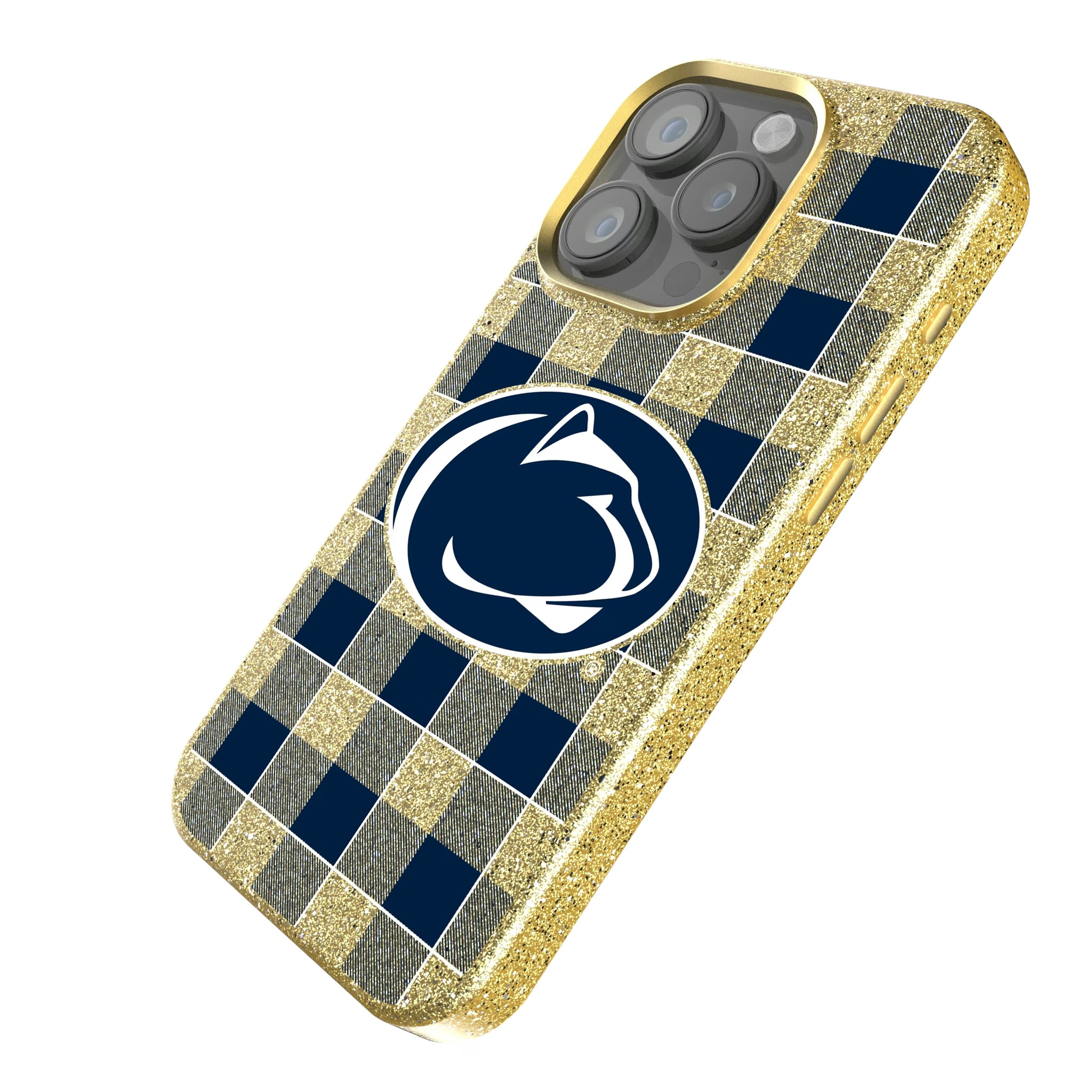 Pennsylvania State University Nittany Lions Plaid iPhone Bling Phone Case for Apple iPhone - Isometric View