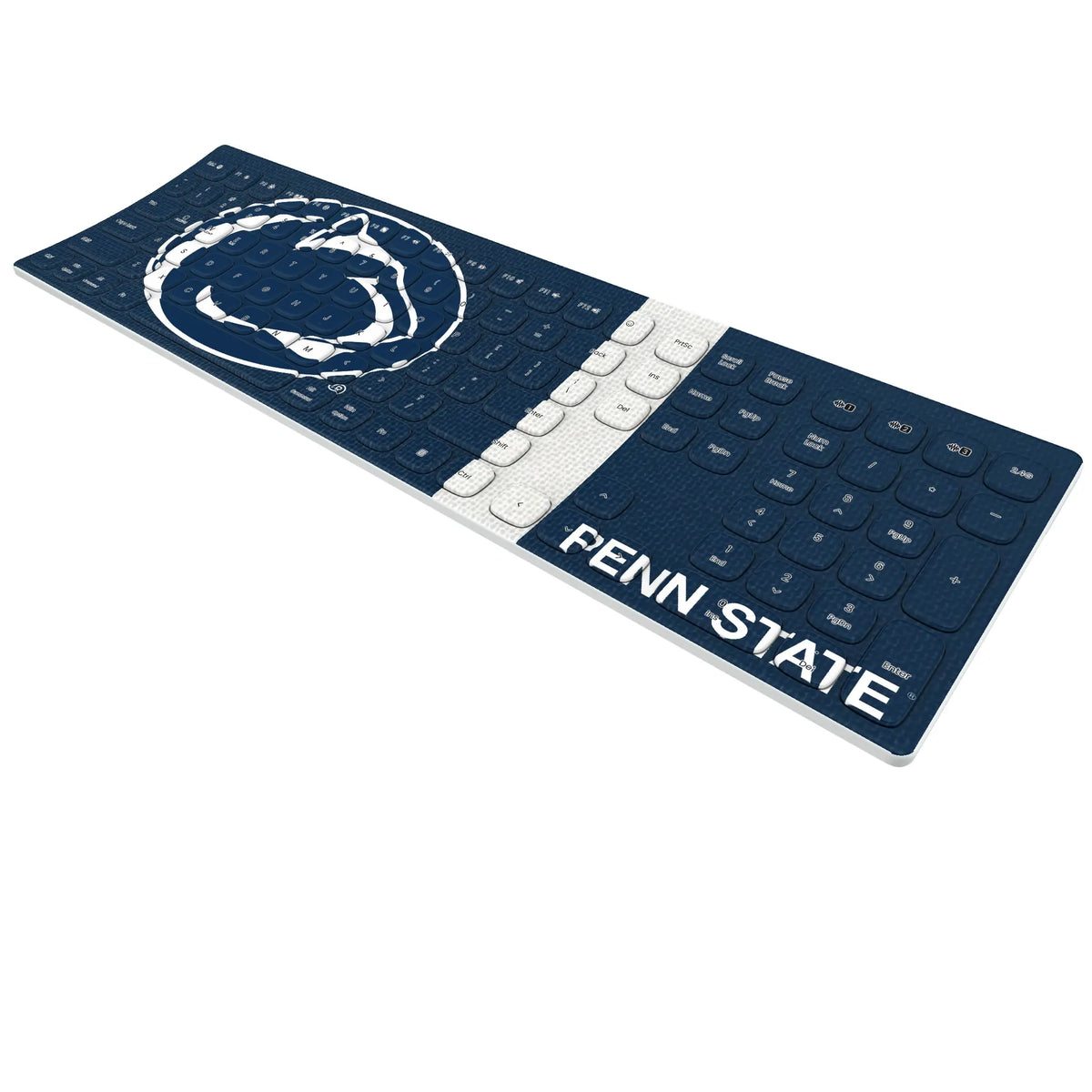 Pennsylvania State University Nittany Lions Stripe KKB605 Curved Wireless Keyboard - Isometric View