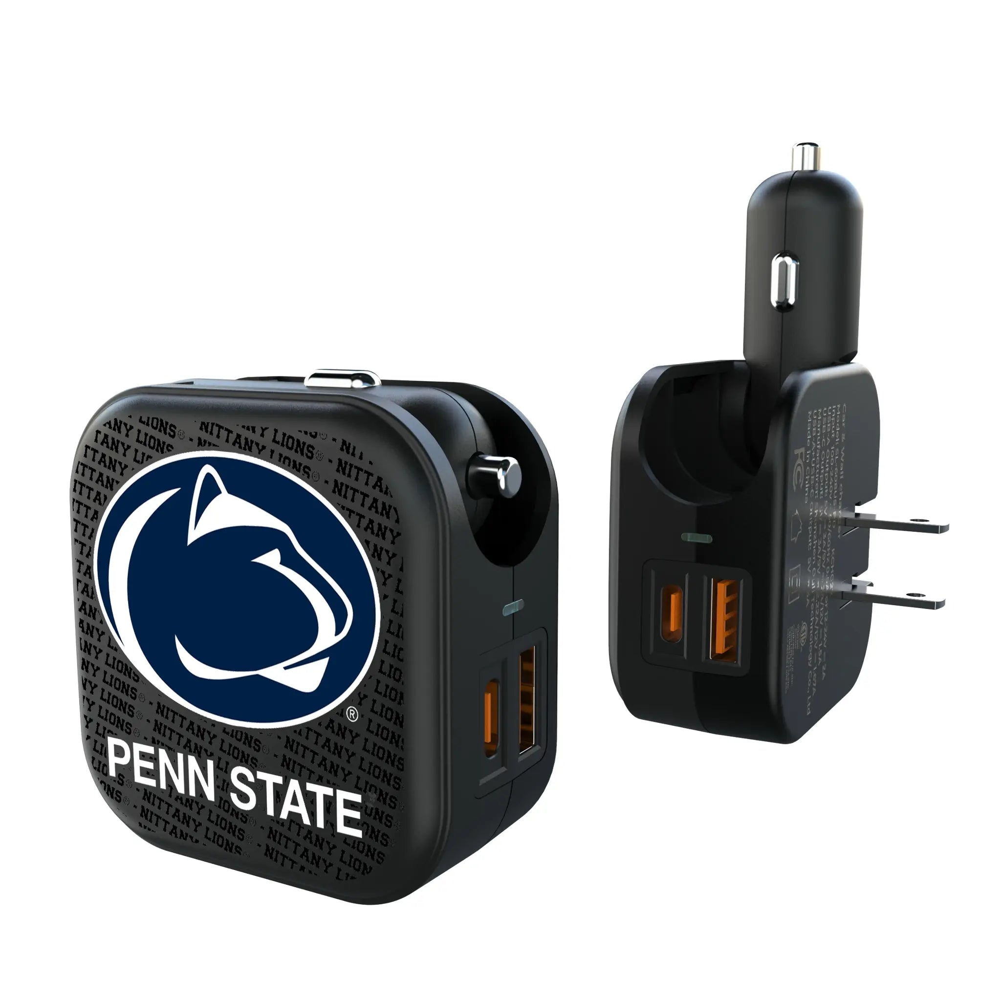 Pennsylvania State University Nittany Lions Text Backdrop 2 in 1 USB A/C Charger