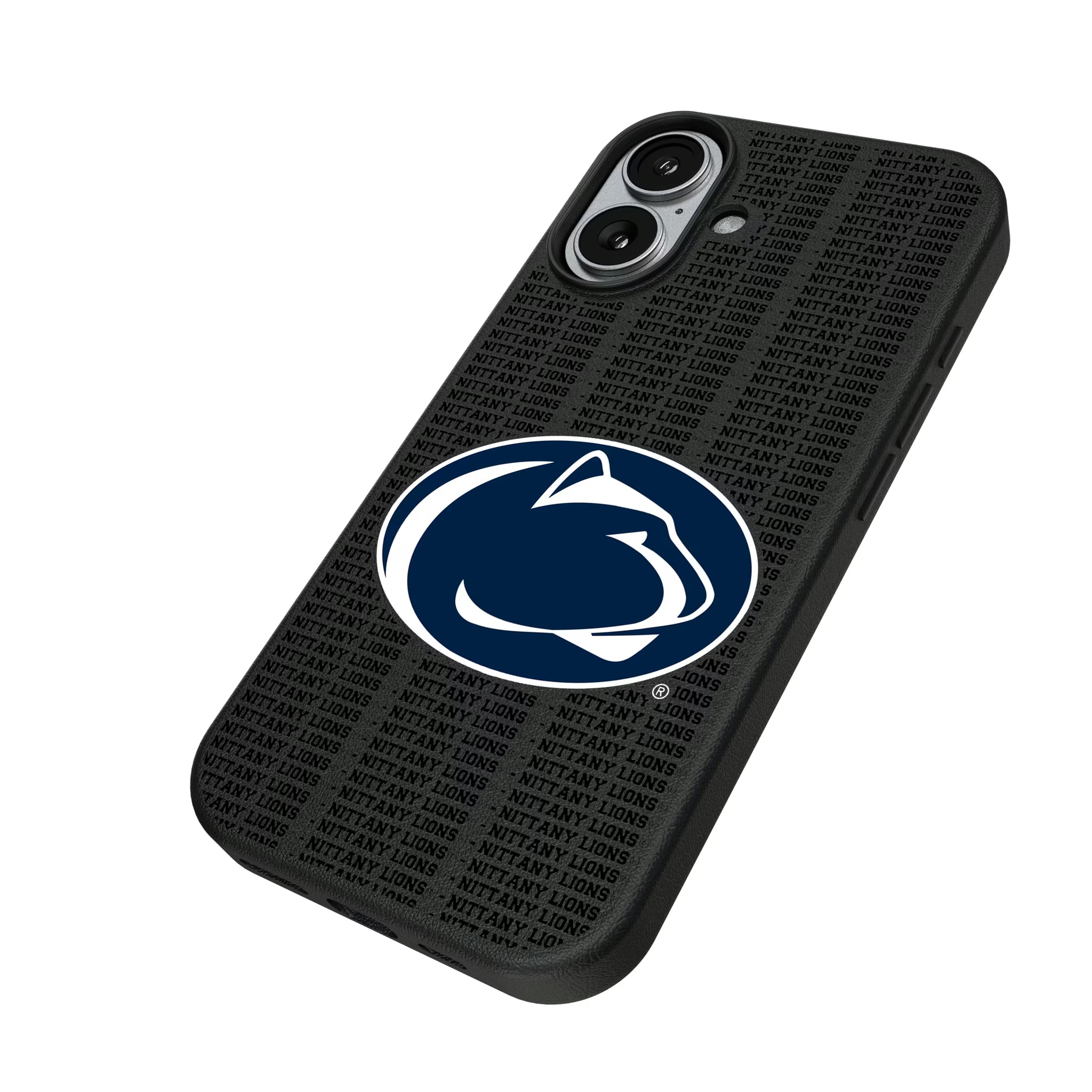 Pennsylvania State University Nittany Lions Text Backdrop iPhone MagSafe Compatible Phone Case for Apple iPhone - Isometric View#Device_iPhone 17