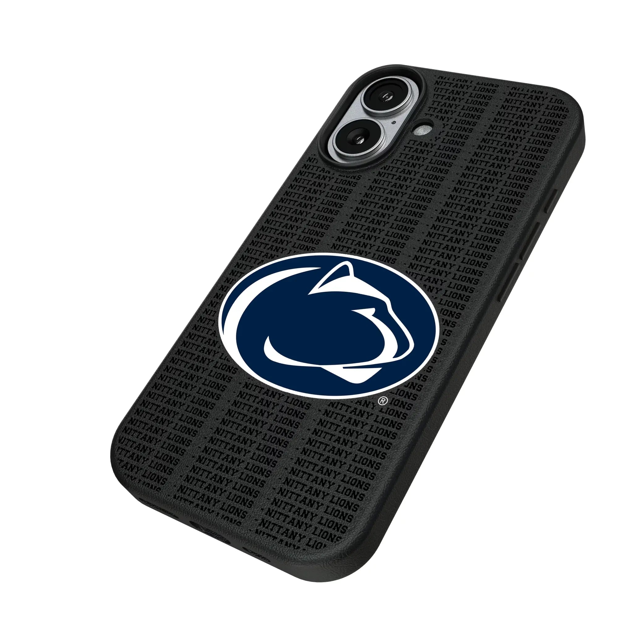 Pennsylvania State University Nittany Lions Text Backdrop iPhone MagSafe Compatible Phone Case for Apple iPhone - Isometric View#Device_iPhone 17