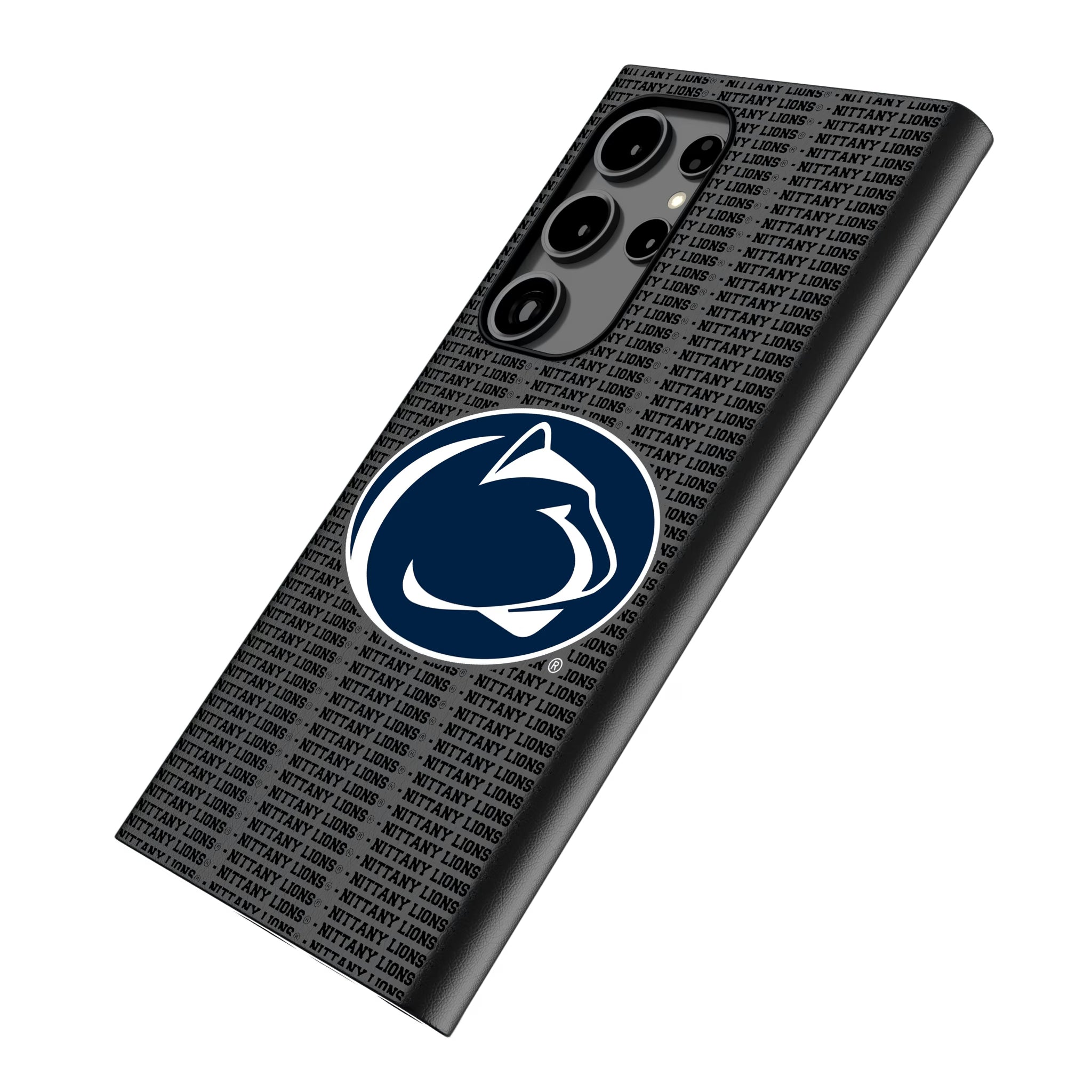 Pennsylvania State University Nittany Lions Text Backdrop Galaxy MagSafe Compatible Phone Case for Samsung Galaxy - Isometric View