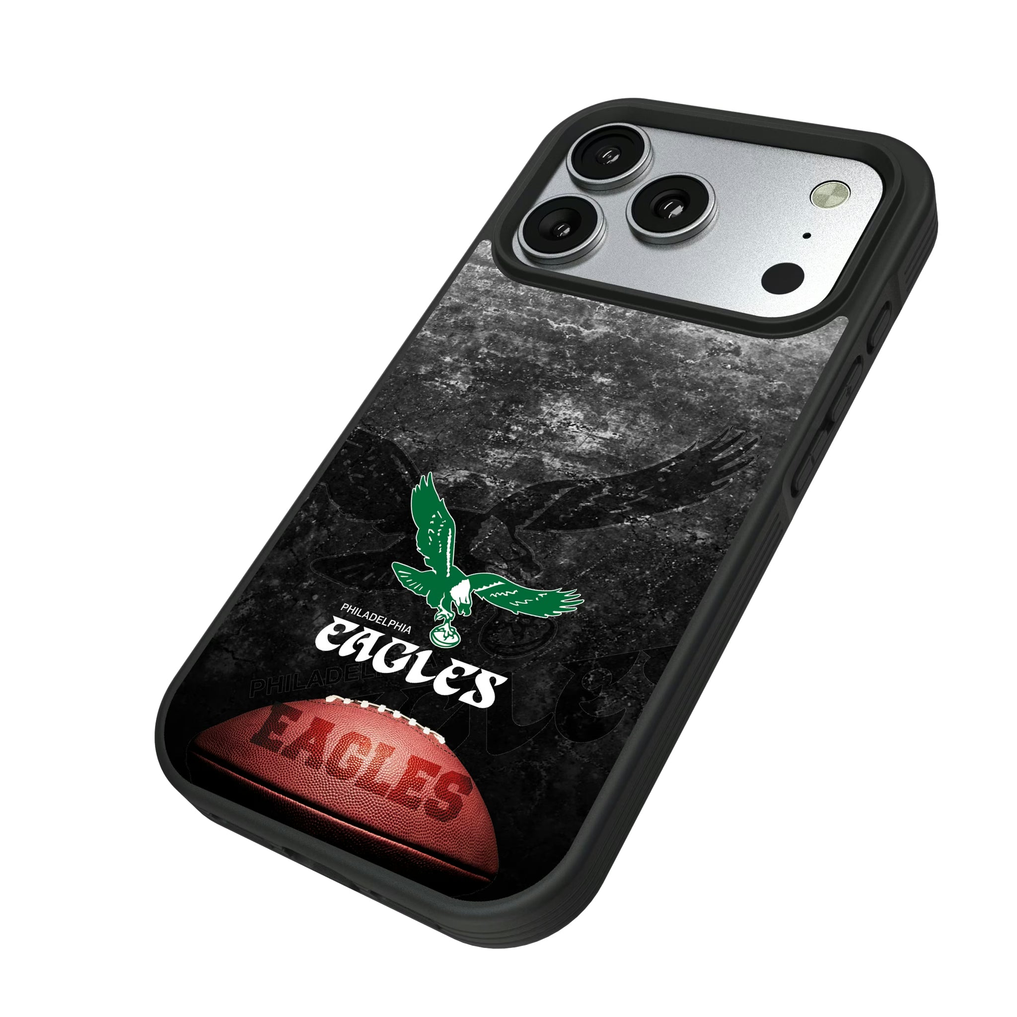 Philadelphia Eagles 1973-1995 Historic Collection Legendary iPhone Bump Phone Case for Apple iPhone - Isometric View#Device_iPhone 17 Pro