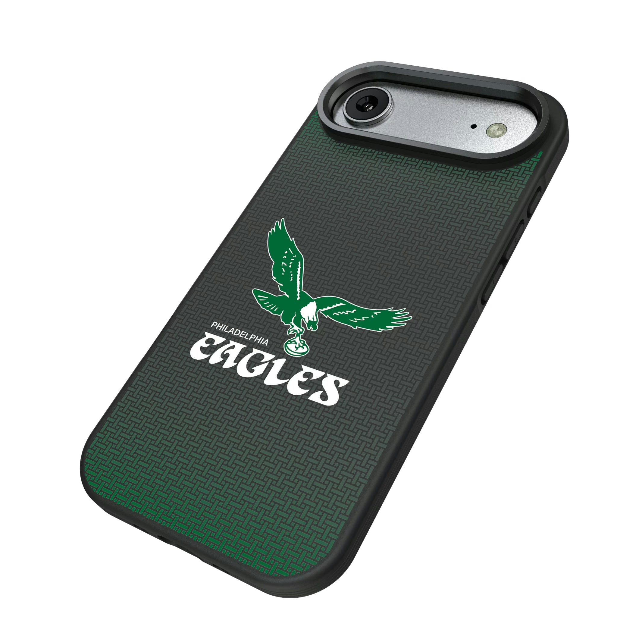 Philadelphia Eagles 1973-1995 Historic Collection Linen iPhone Bump Phone Case for Apple iPhone - Isometric View#Device_iPhone Air
