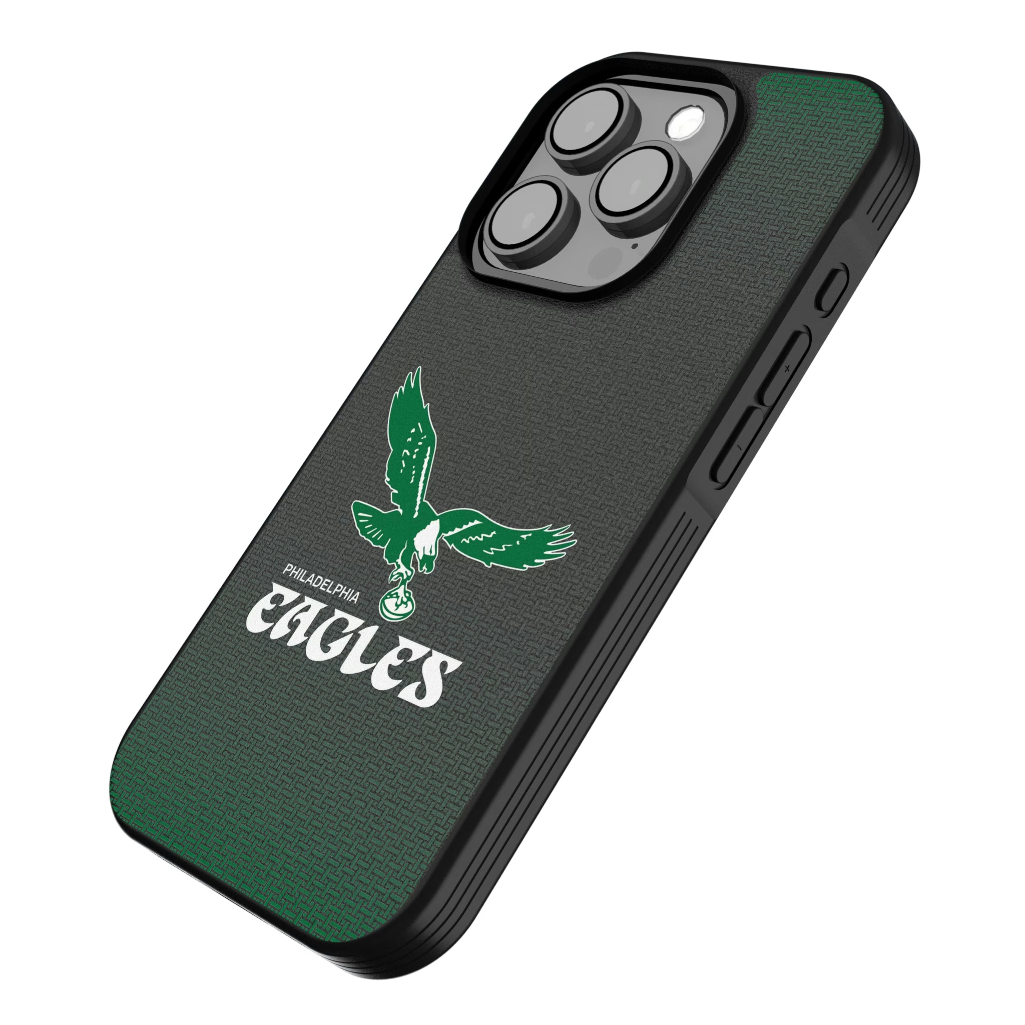 Philadelphia Eagles 1973-1995 Historic Collection Linen iPhone Bump Phone Case for Apple iPhone - Isometric View