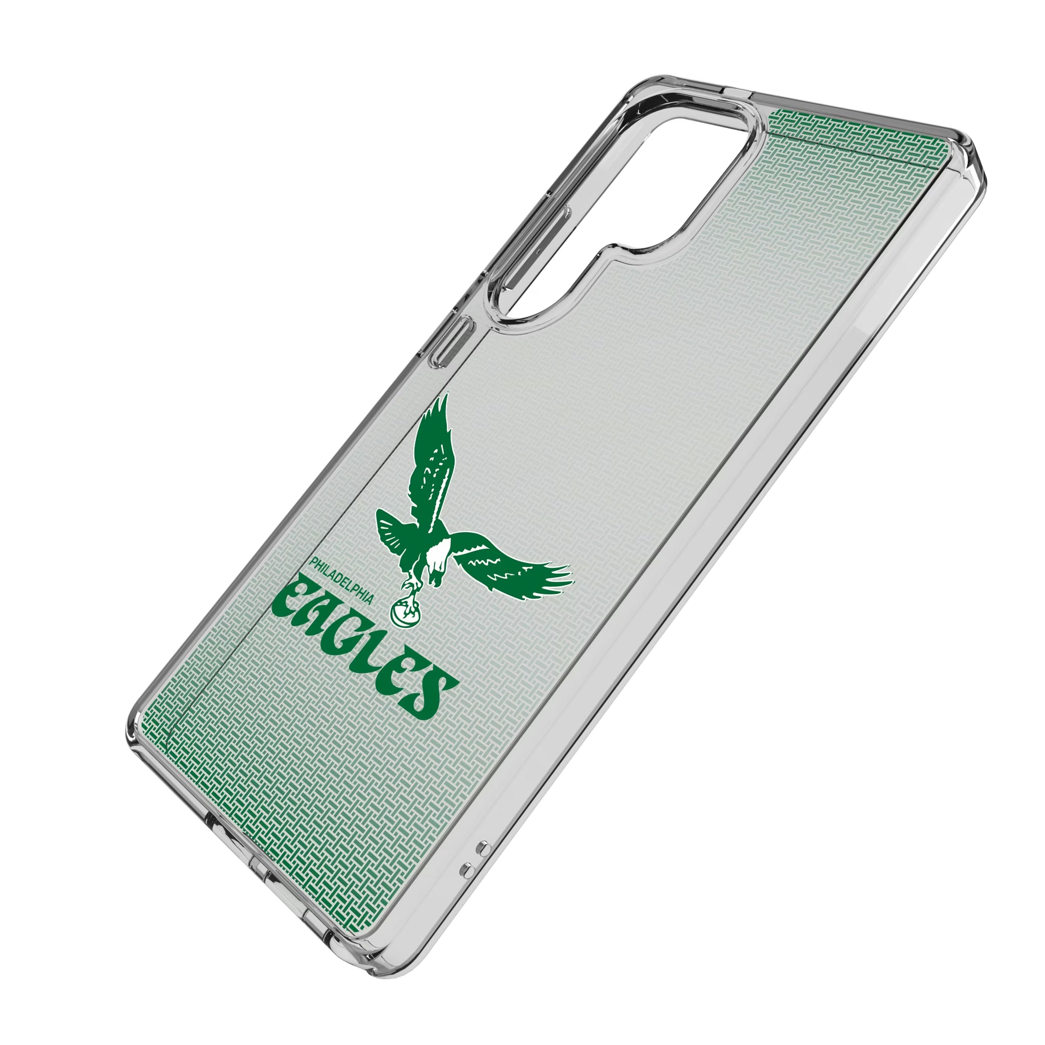 Philadelphia Eagles 1973-1995 Historic Collection Linen Galaxy Clear Phone Case for Samsung Galaxy - Isometric View