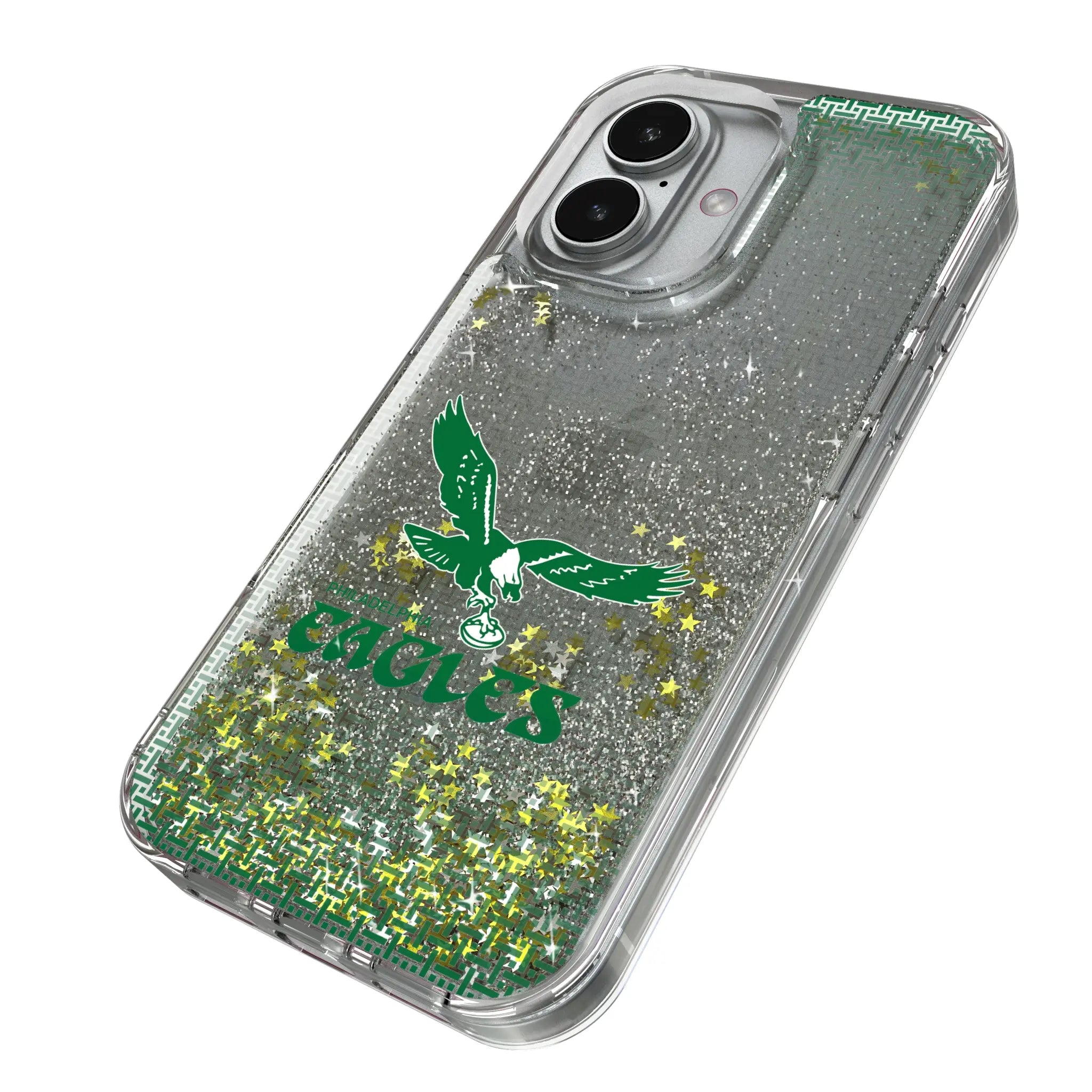 Philadelphia Eagles 1973-1995 Historic Collection Linen iPhone Glitter Phone Case for Apple iPhone - Isometric View