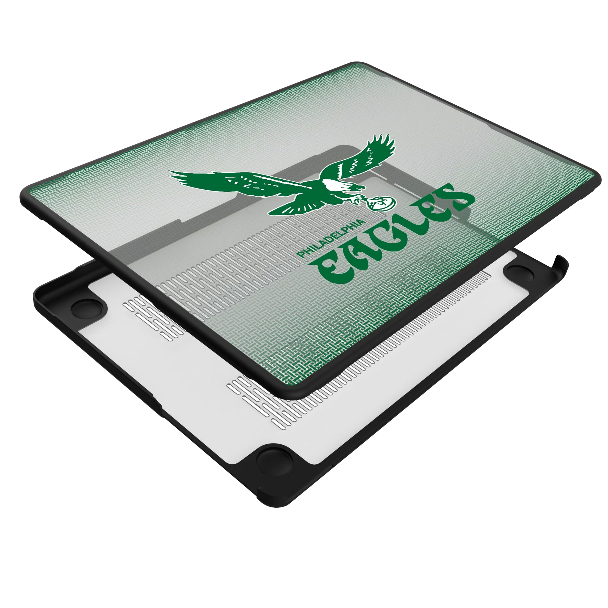 Philadelphia Eagles 1973-1995 Historic Collection Linen MacBook Laptop Case for Apple MacBook - Isometric View#Device_MacBook Pro (14-inch, 2021) / MacBook Pro (14-inch, 2023) / MacBook Pro (14-inch, 2024)